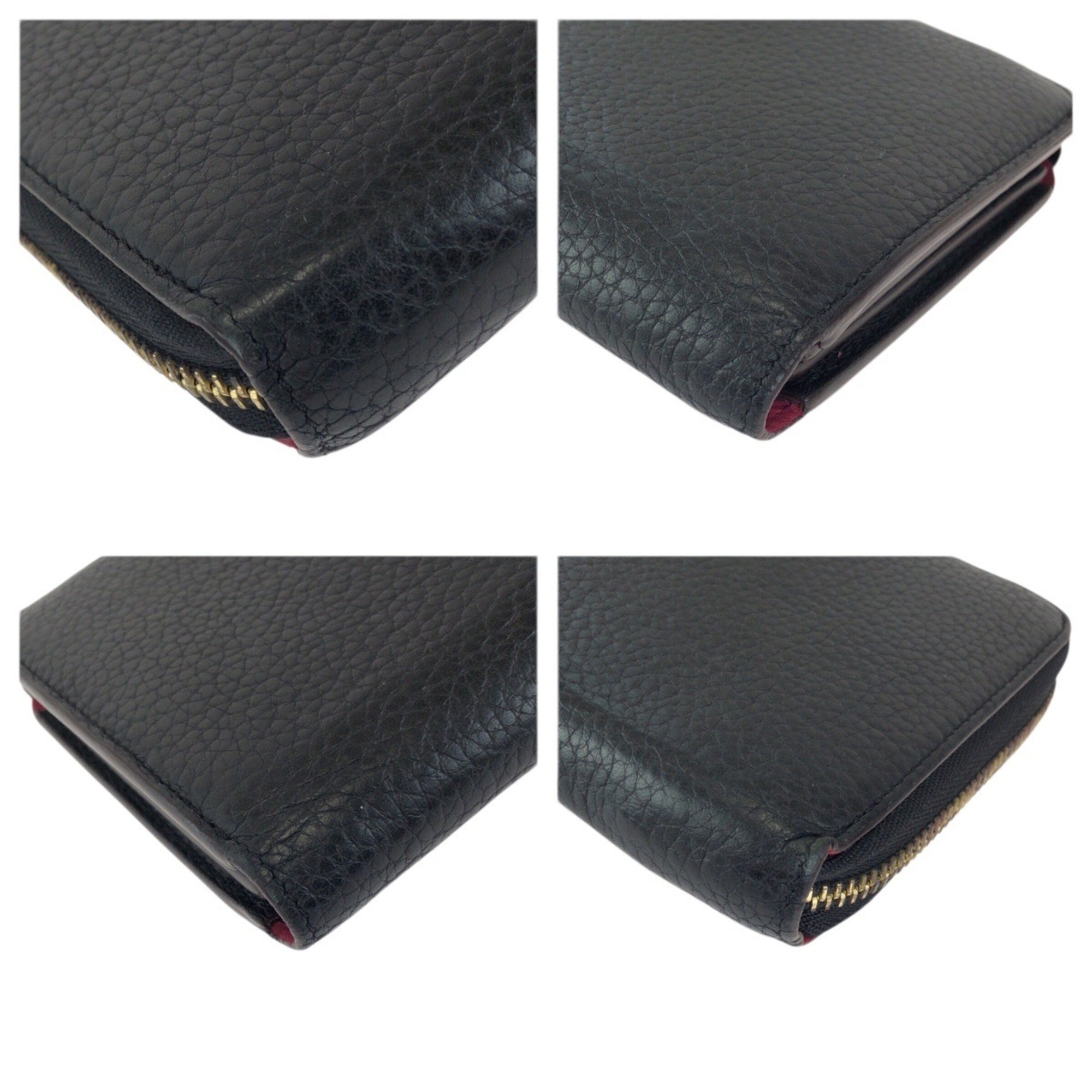 Louis Vuitton Black Leather Long Wallet (Bi-Fold) (Pre-Owned)