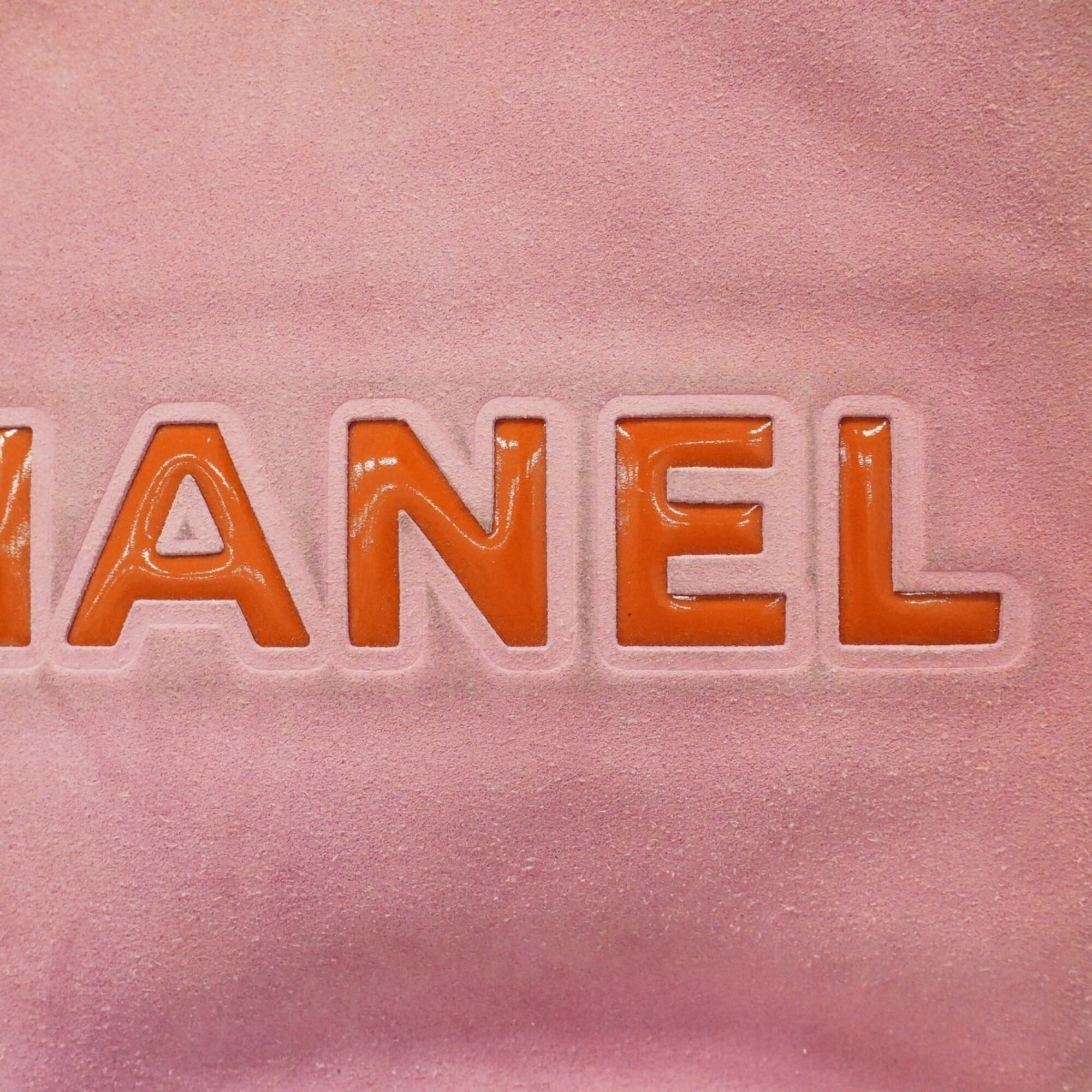Chanel Orange Pink Suede Patent Leather Tote Bag (Pre-Owned)