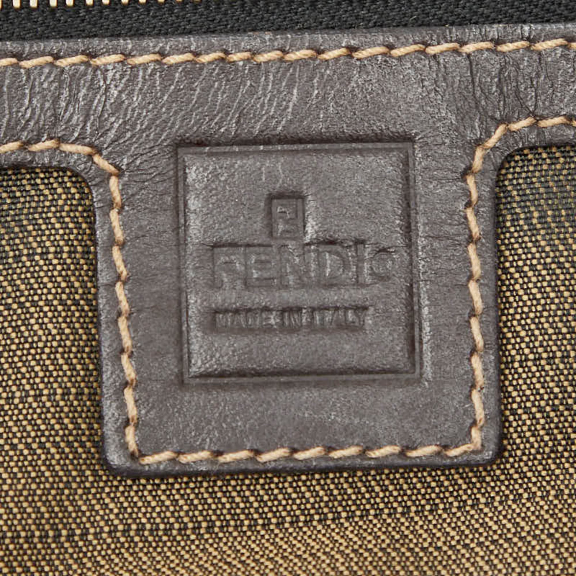 Fendi Brown Canvas Leather Handbag Tote Bag (Pre-Owned)