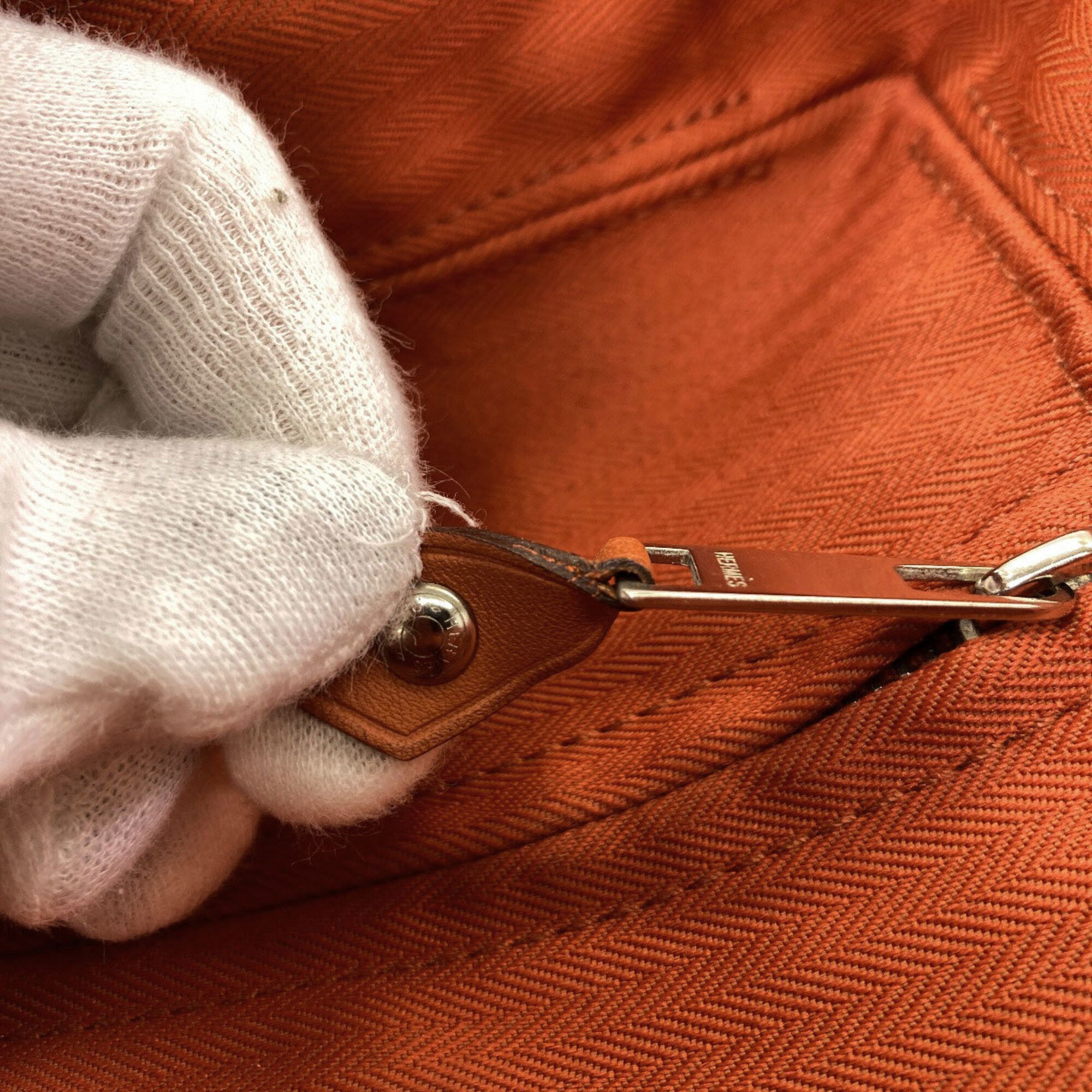 Hermes Acapulco Orange Cotton Polyester Handbag (Pre-Owned)