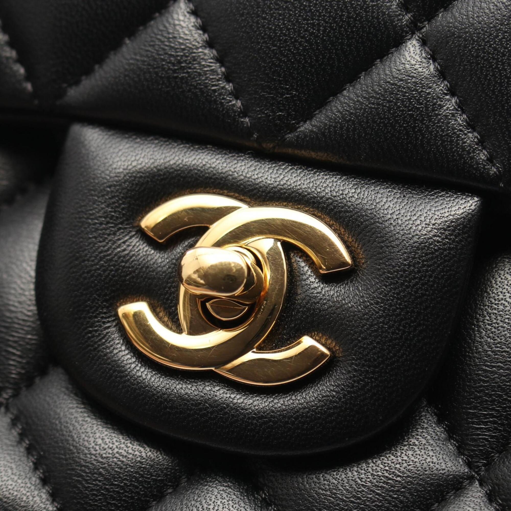 Chanel Black Leather Handbag Shoulder Bag (Pre-Owned)