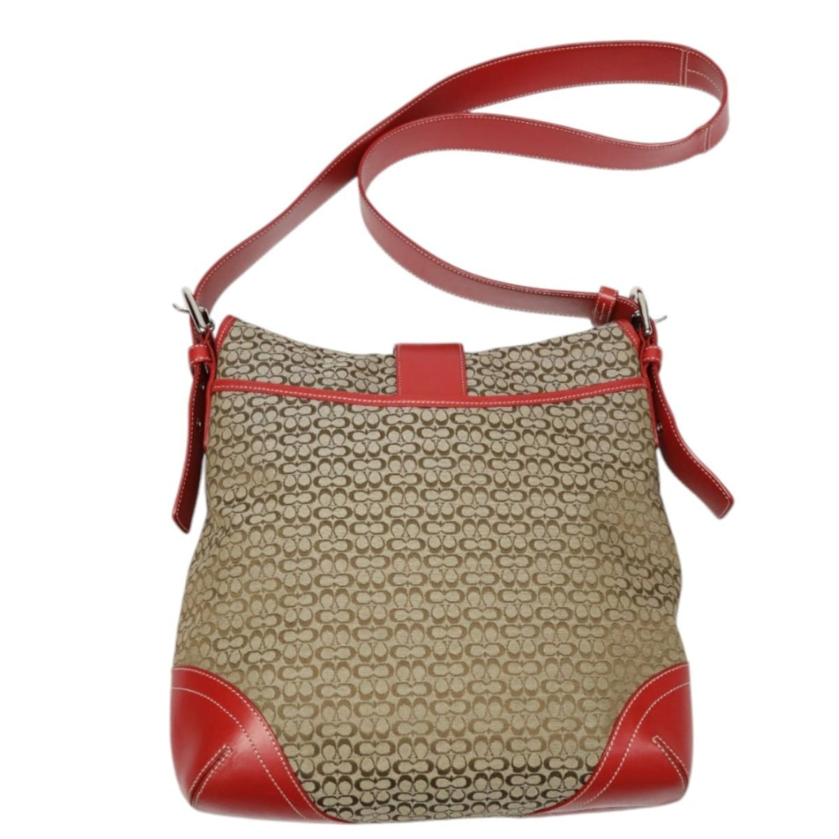 Coach Brown Red Color Canvas Shoulder Bag (Pre-Owned)