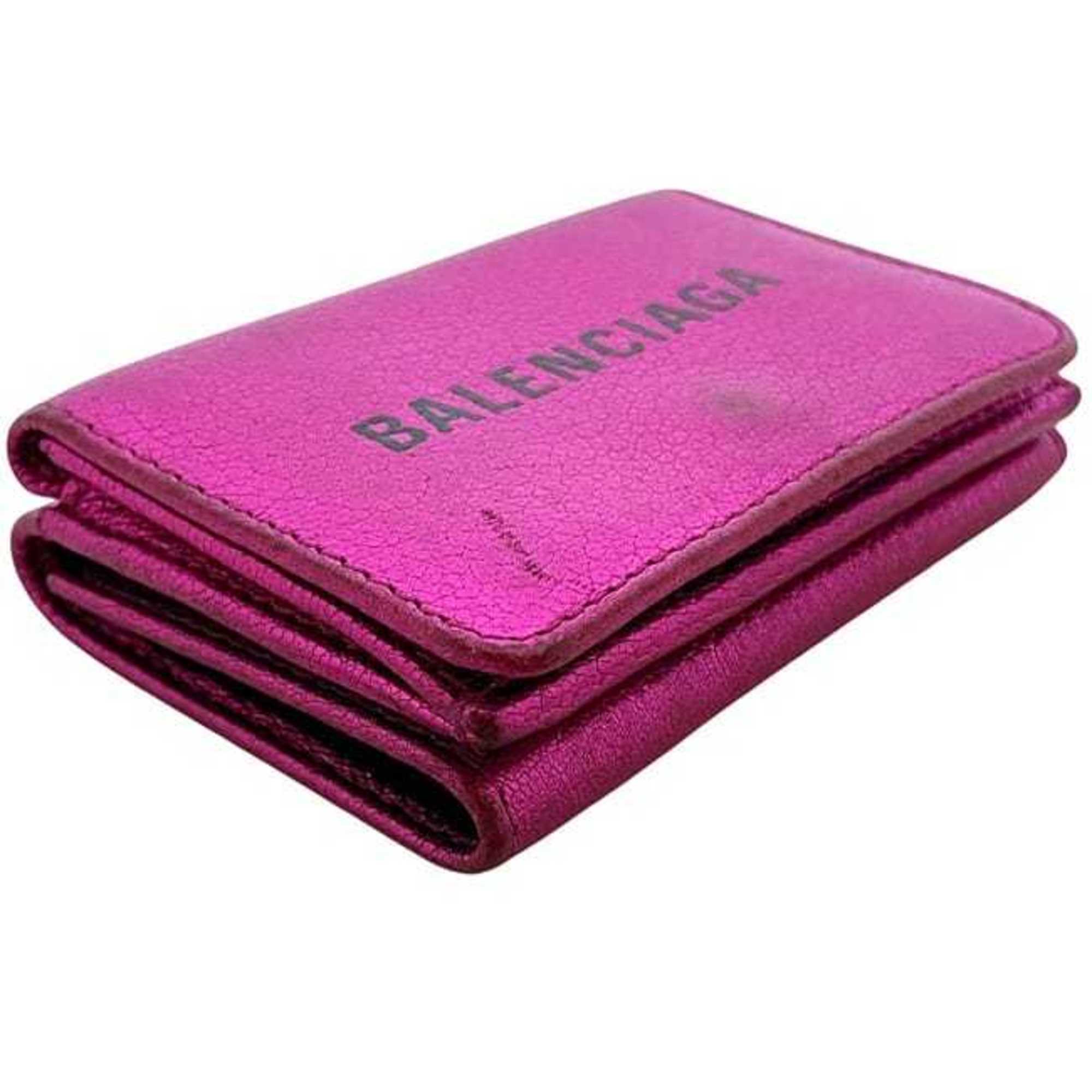 Balenciaga Pink Leather Wallet (Tri-Fold) (Pre-Owned)