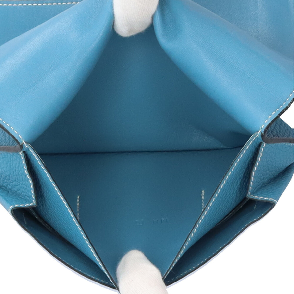 Hermes Blue Blue Jean Taurillon Clemence Leather Long Wallet (Bi-Fold) (Pre-Owned)