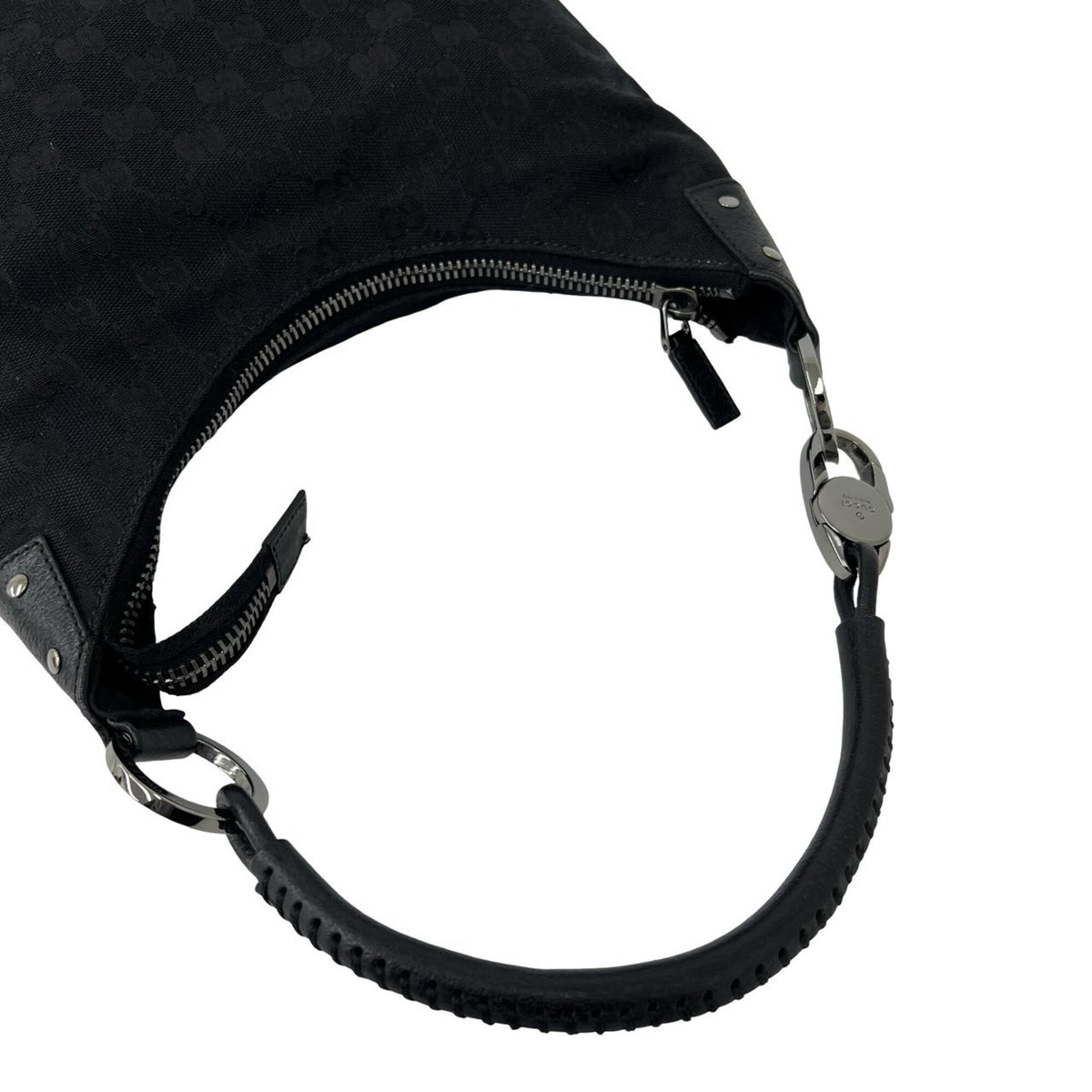 Gucci Black Canvas Leather Handbag Shoulder Bag Tote Bag (Pre-Owned)