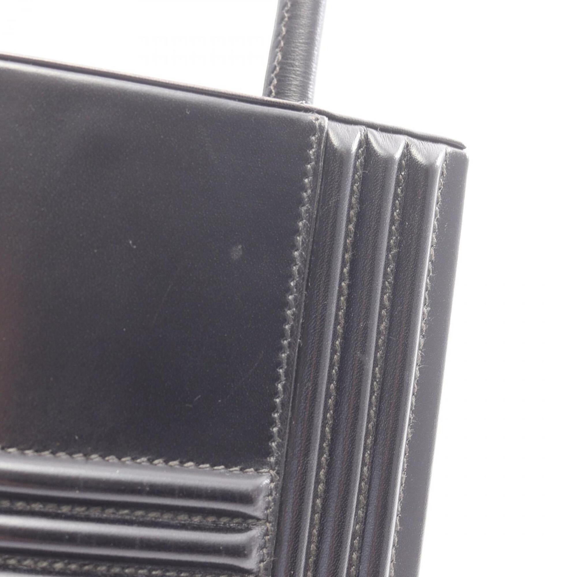 Hermes Black Box Calf Leather Leather Handbag (Pre-Owned)