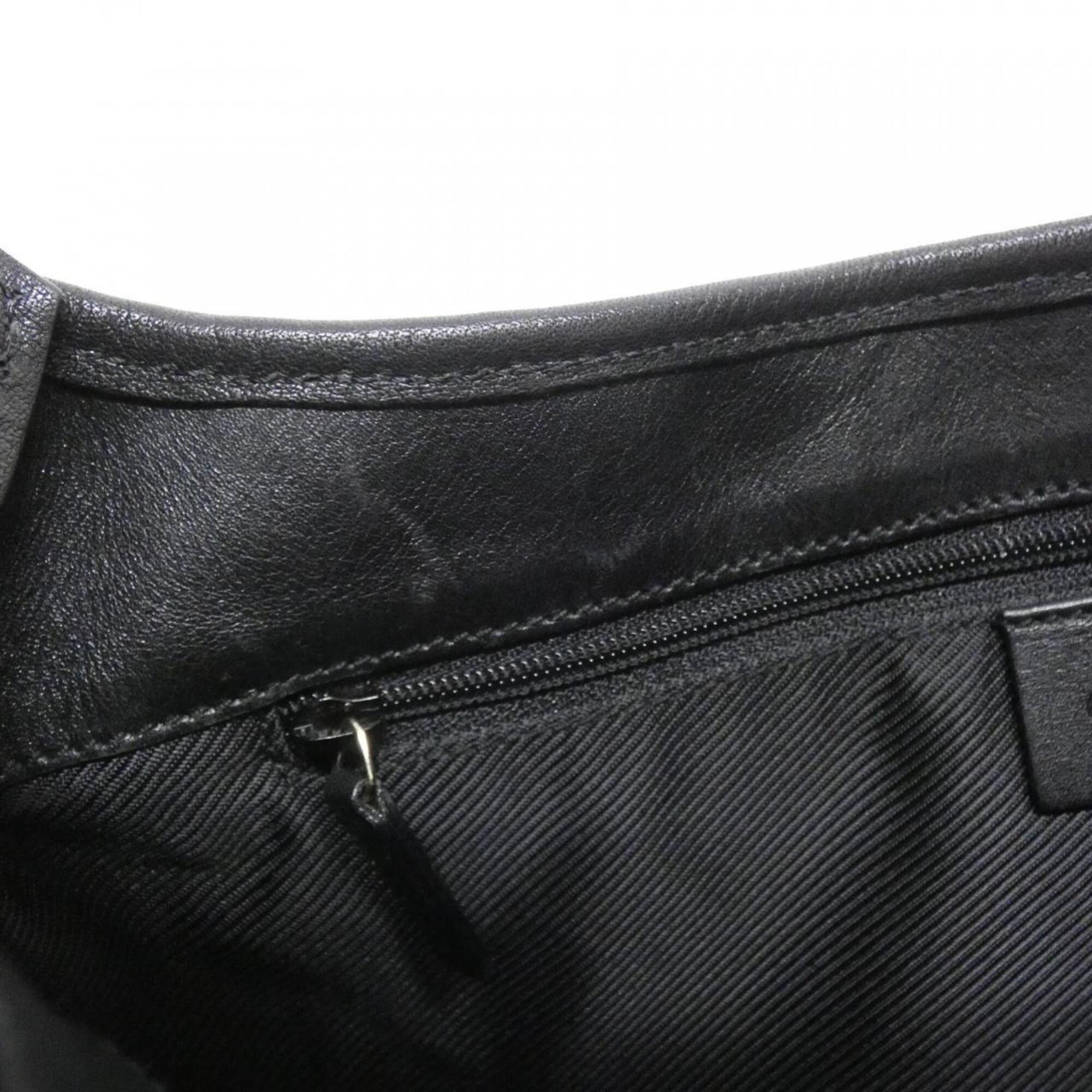 Gucci Black Gg Canvas Leather Shoulder Bag (Pre-Owned)
