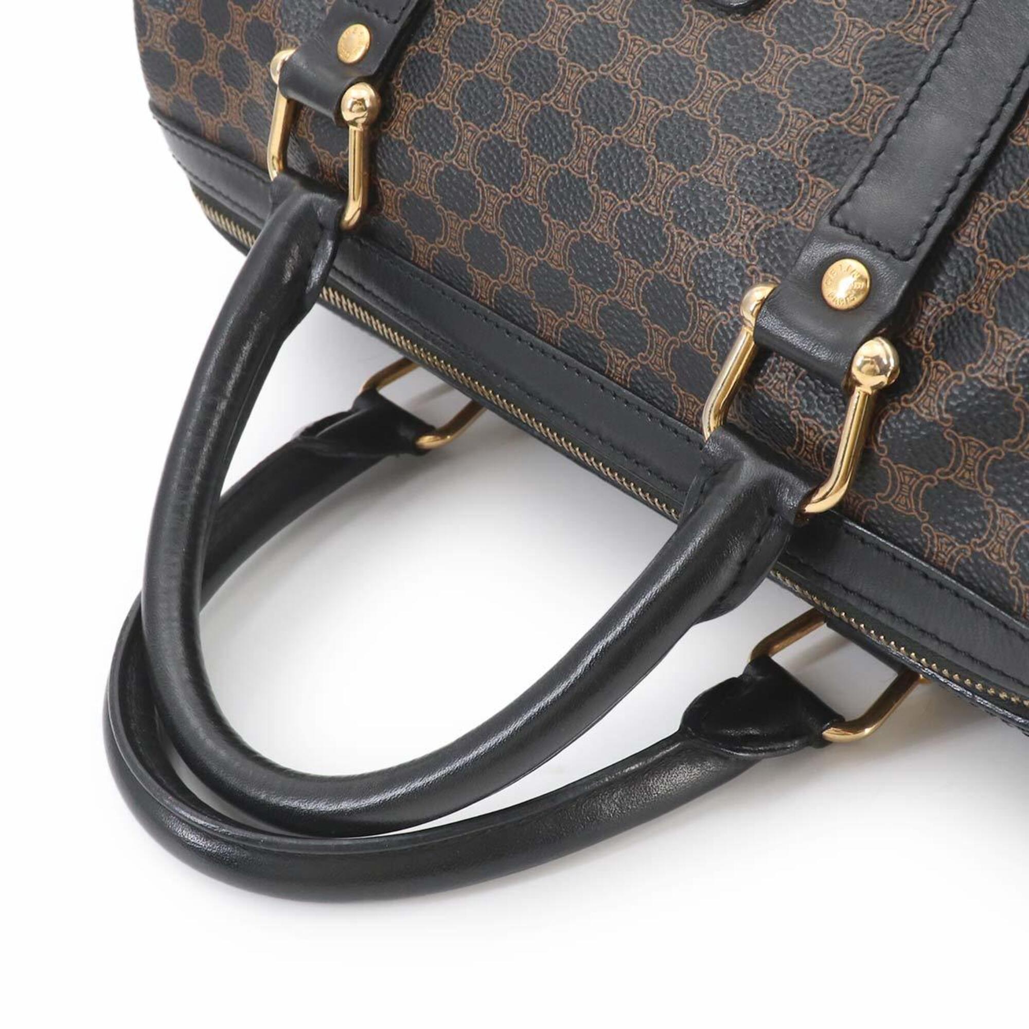 Celine Black Brown Pvc Leather Boston Bag Handbag (Pre-Owned)
