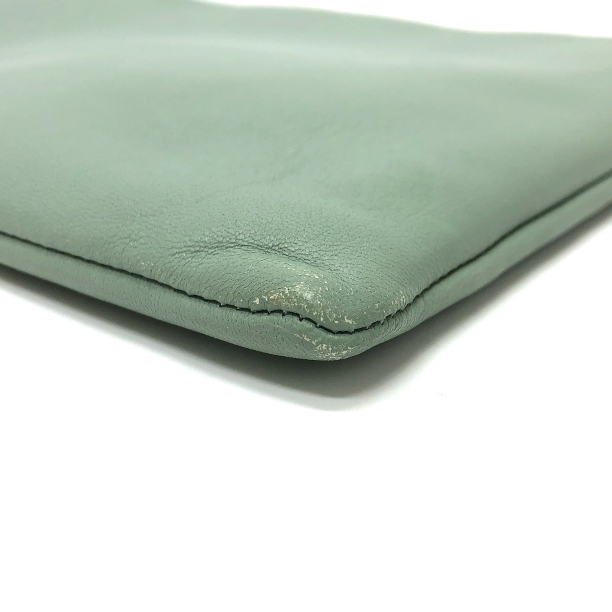 Celine Green Leather Clutch Bag Pouch (Pre-Owned)