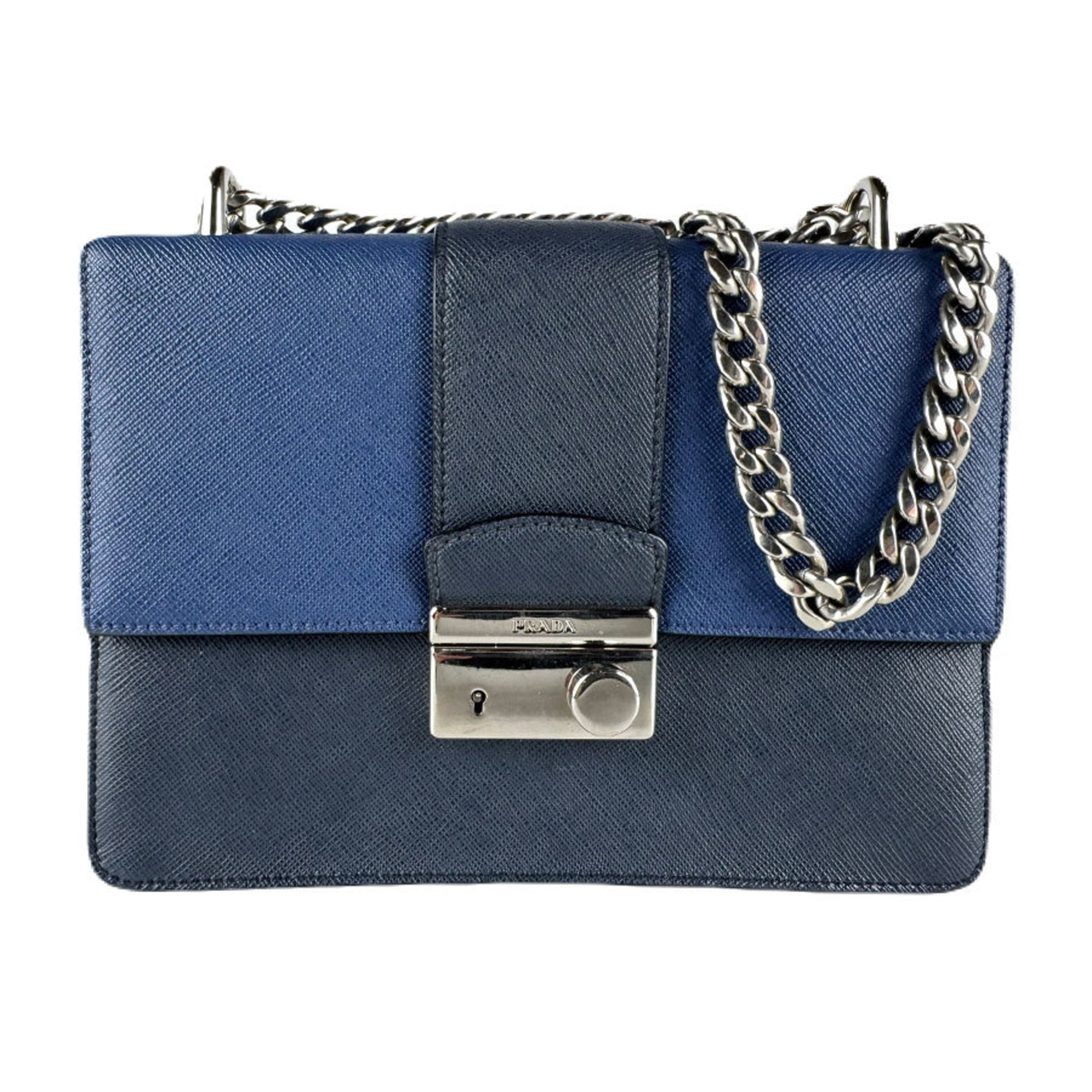Prada Navy Leather Shoulder Bag (Pre-Owned)