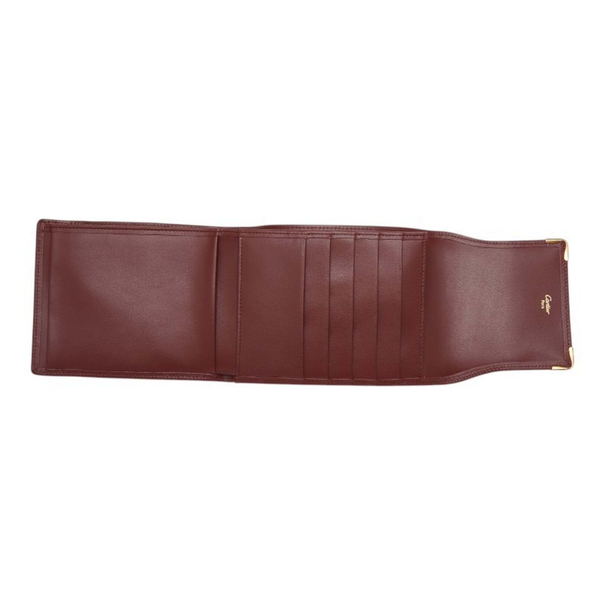 Cartier Bordeaux Wine Red Leather Wallet (Bi-Fold) (Pre-Owned)