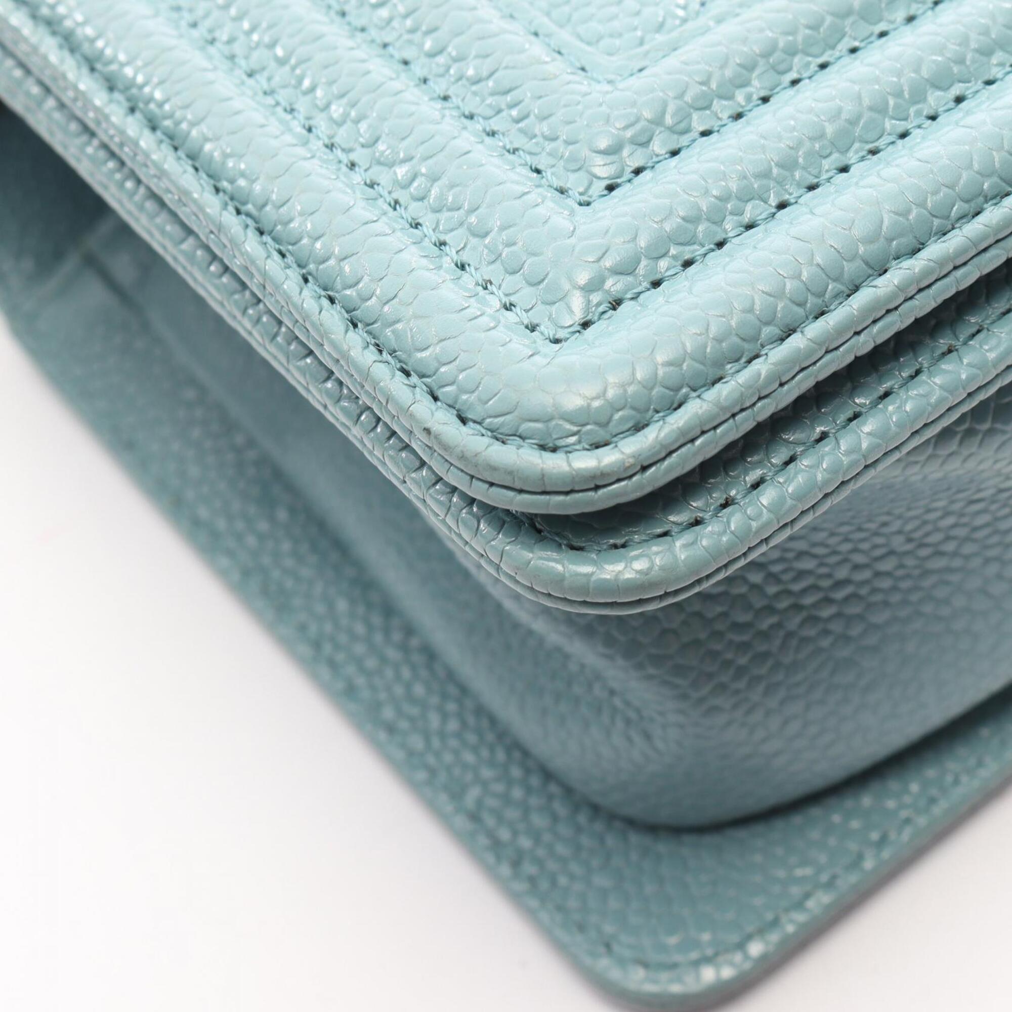 Chanel Blue Grained Calfskin Handbag Shoulder Bag (Pre-Owned)