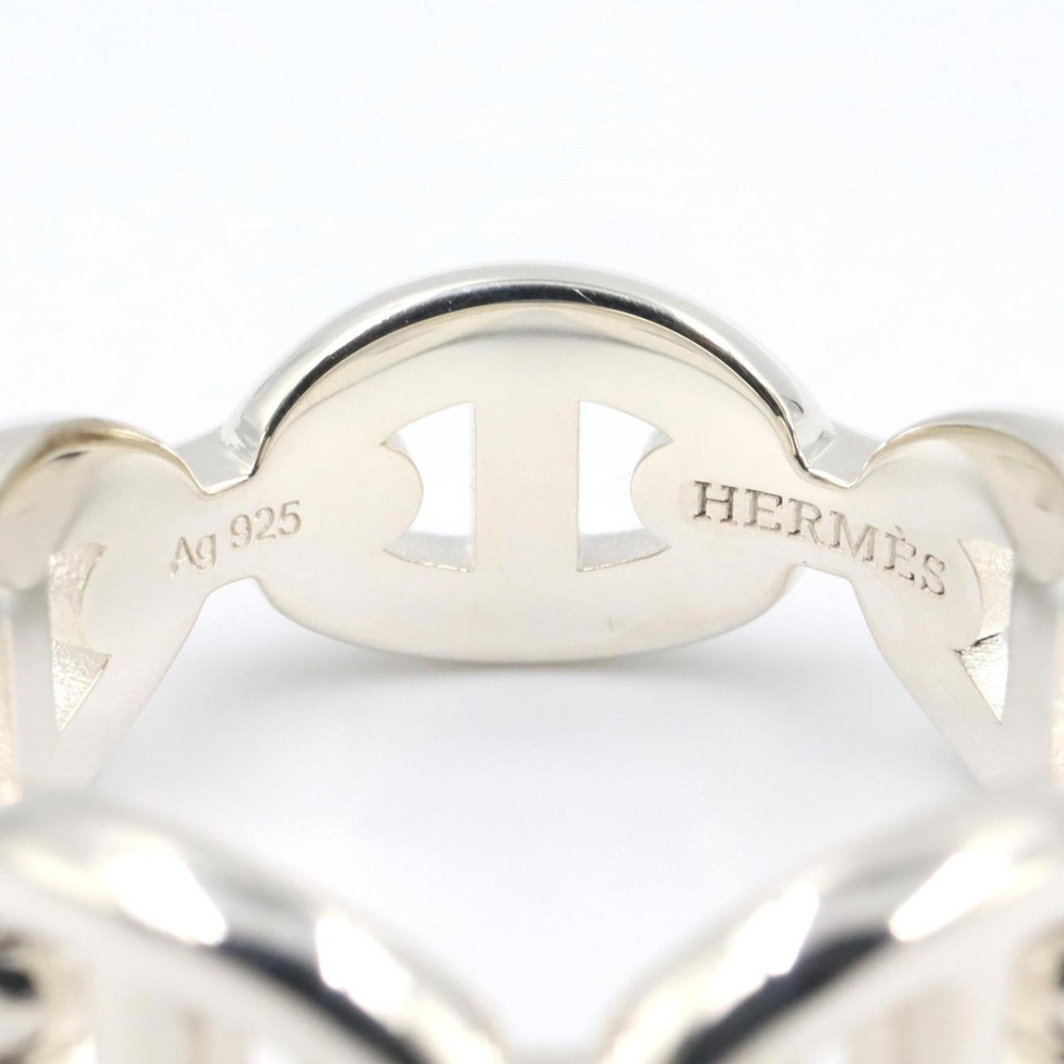 Hermes Silver Silver 925 Band Ring (Pre-Owned)