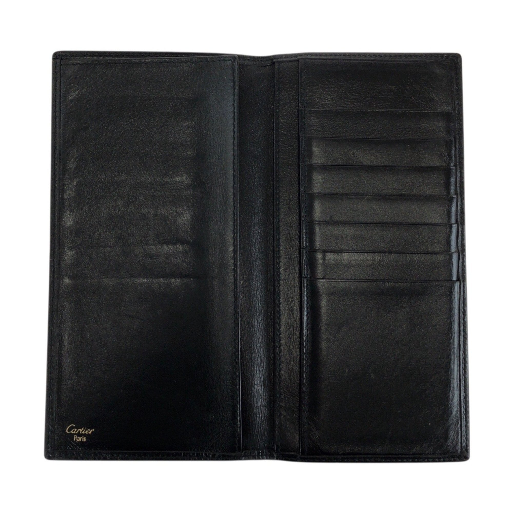 Cartier Black Leather Long Wallet (Bi-Fold) (Pre-Owned)