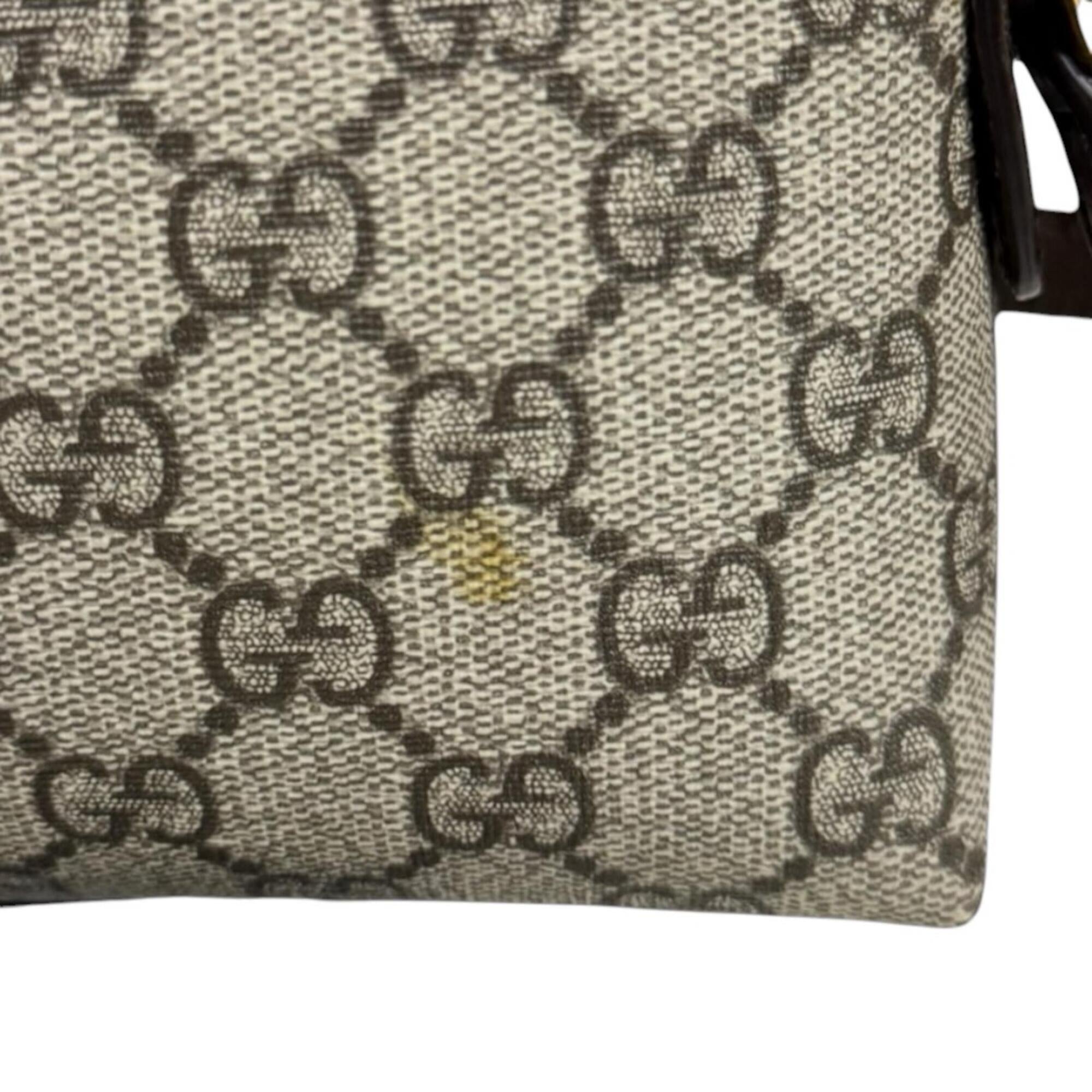 Gucci Beige Brown Gg Supreme Canvas Shoulder Bag (Pre-Owned)