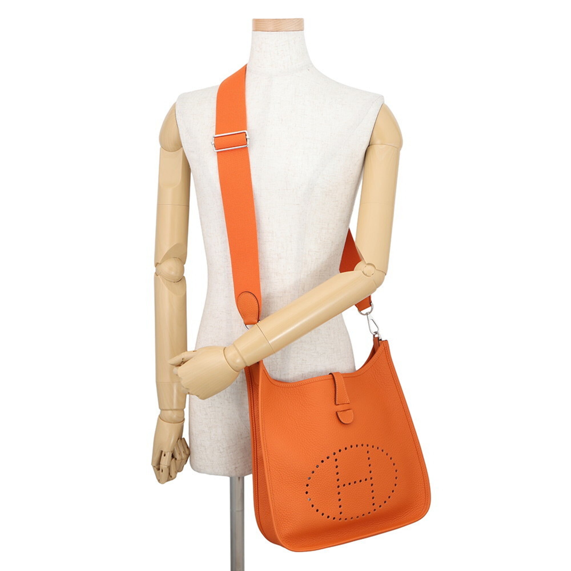 Hermes Evelyne Feu Taurillon Clemence Leather Handbag Shoulder Bag (Pre-Owned)