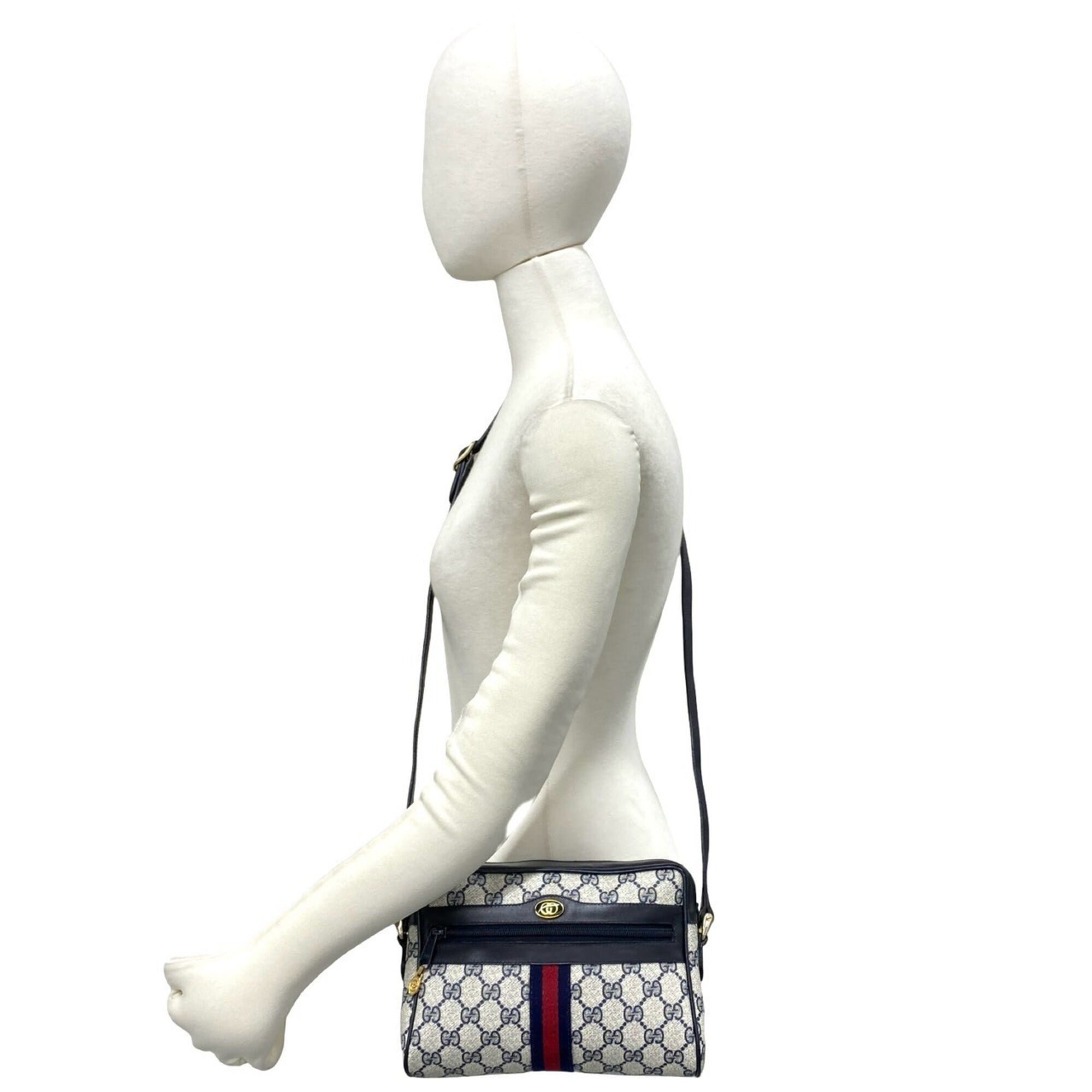 Gucci Navy Red Color Leather Pvc Pochette Shoulder Bag (Pre-Owned)