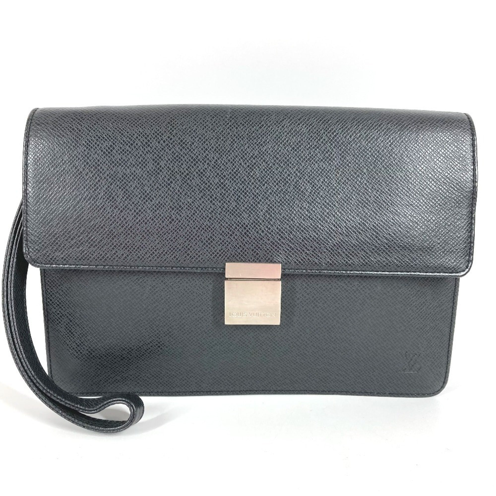 Louis Vuitton Ardoise Black Taiga Leather Clutch Bag Handbag Pouch (Pre-Owned)