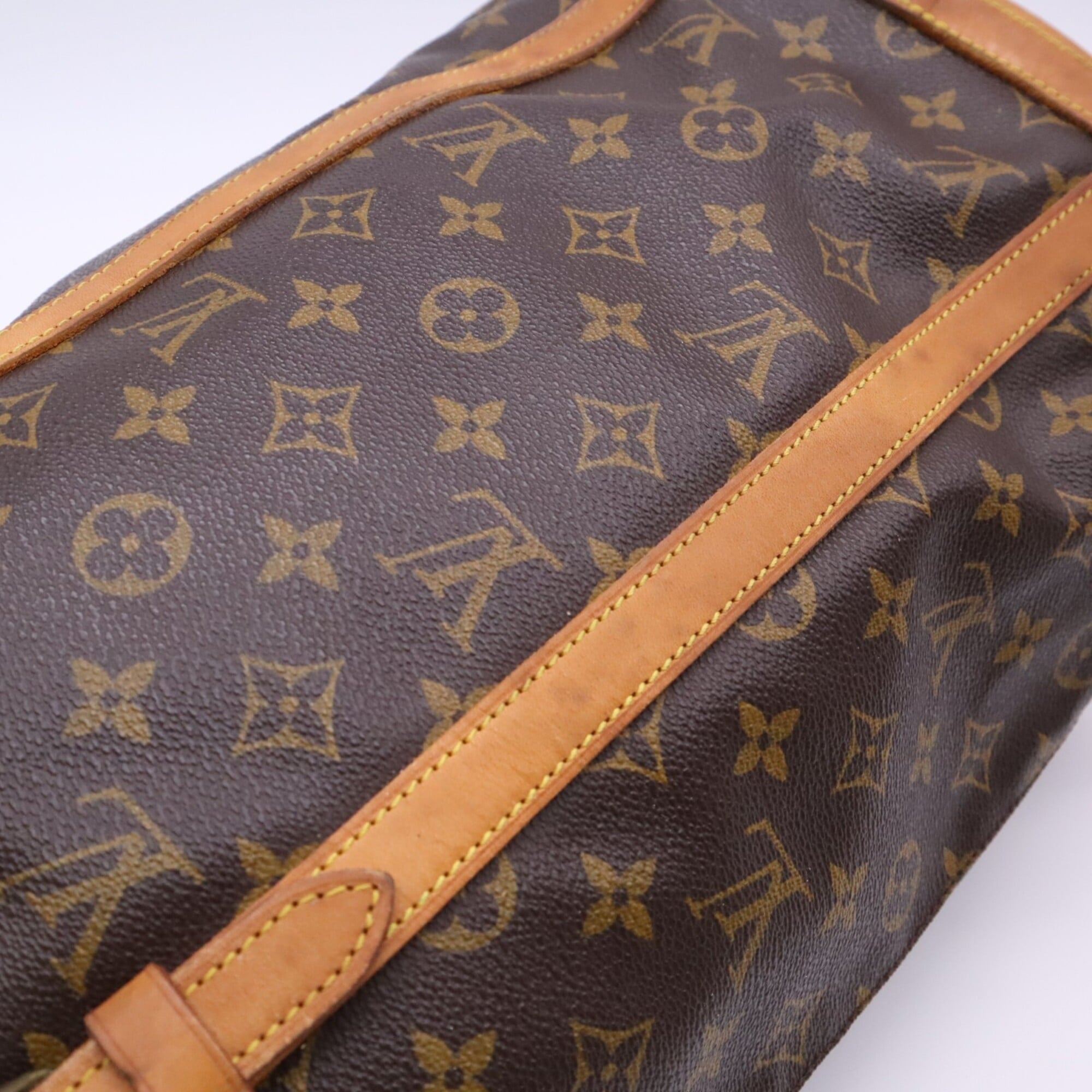 Louis Vuitton Monogram Beige Brown Coated Canvas Leather Handbag (Pre-Owned)