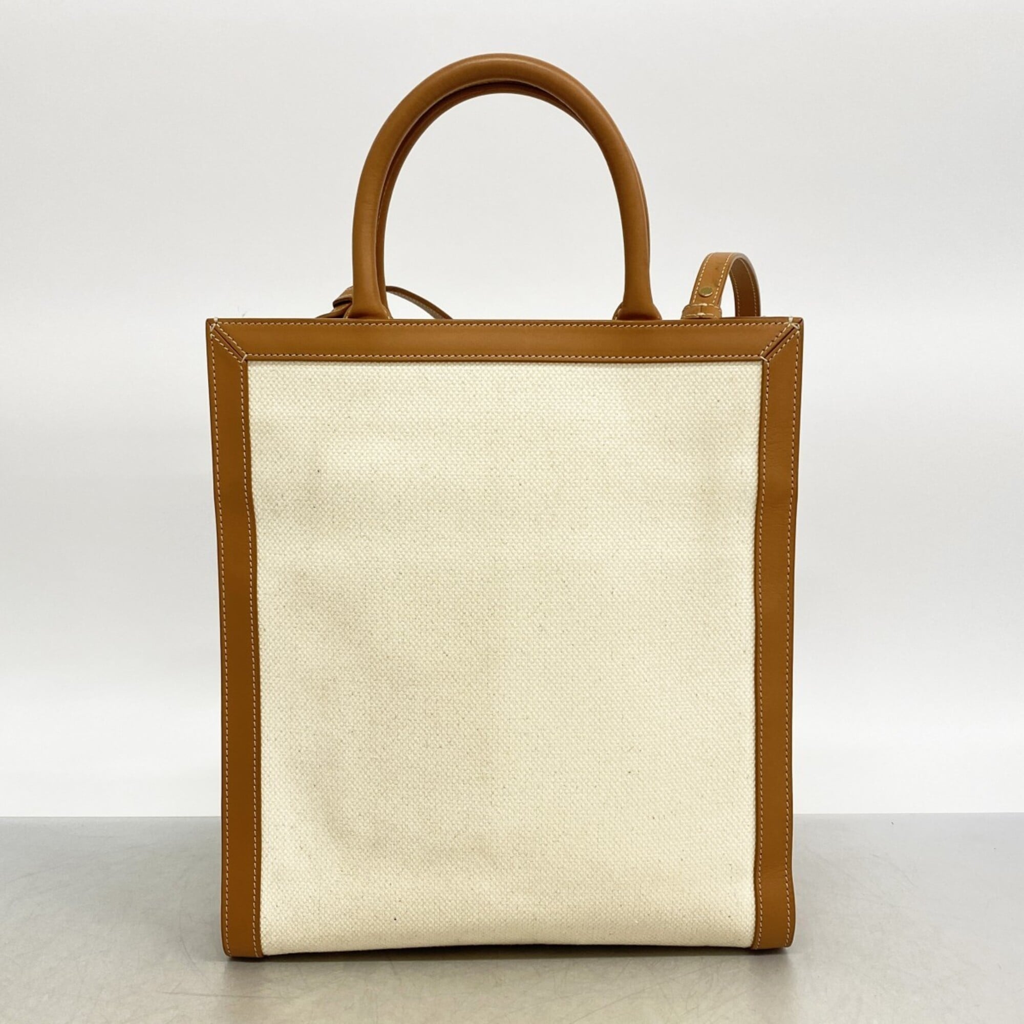 Celine Beige Brown Canvas Handbag (Pre-Owned)