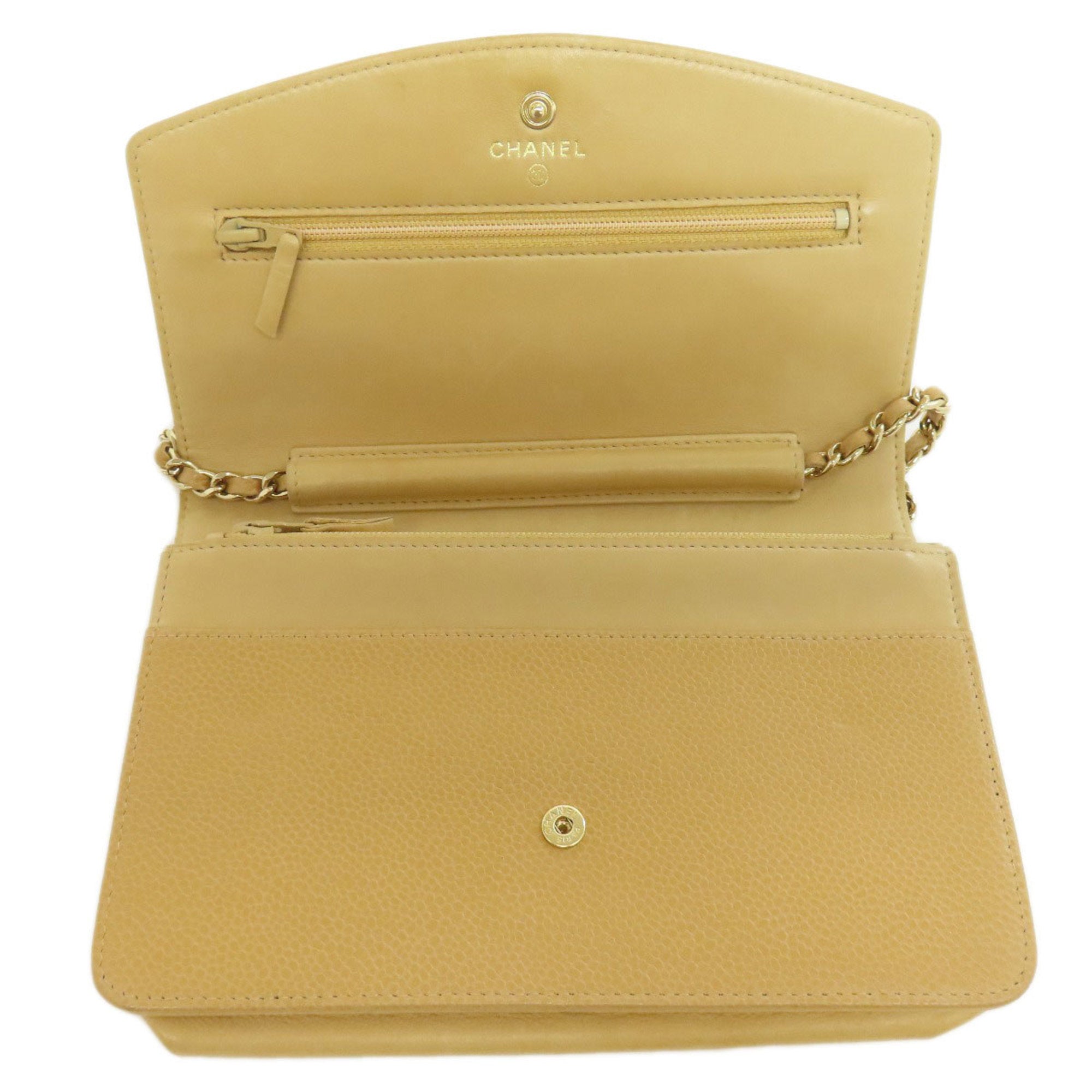 Chanel Yellow Caviar Leather Chain/Shoulder Wallet (Pre-Owned)