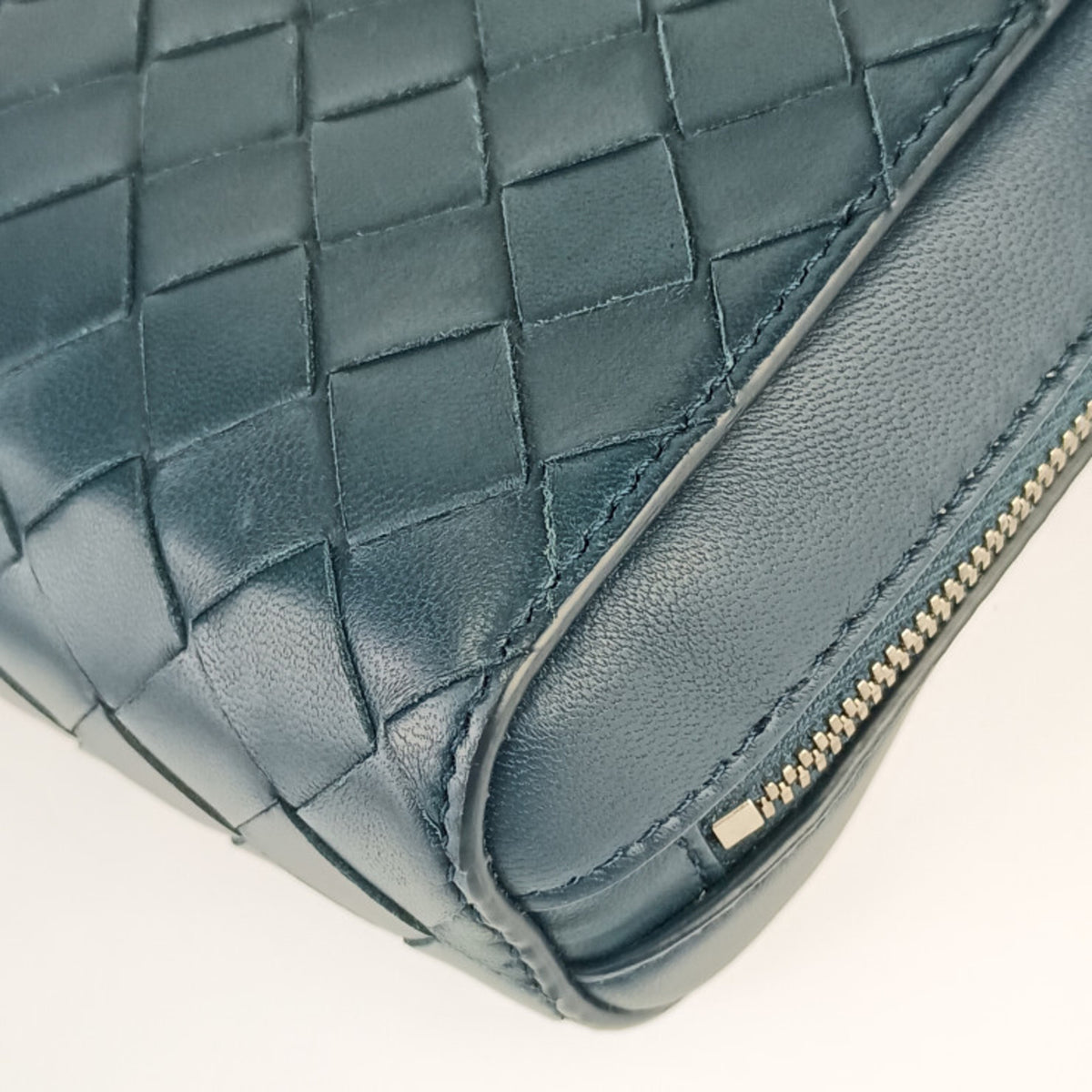 Bottega Veneta Blue Intrecciato Handbag Shoulder Bag Tote Bag (Pre-Owned)