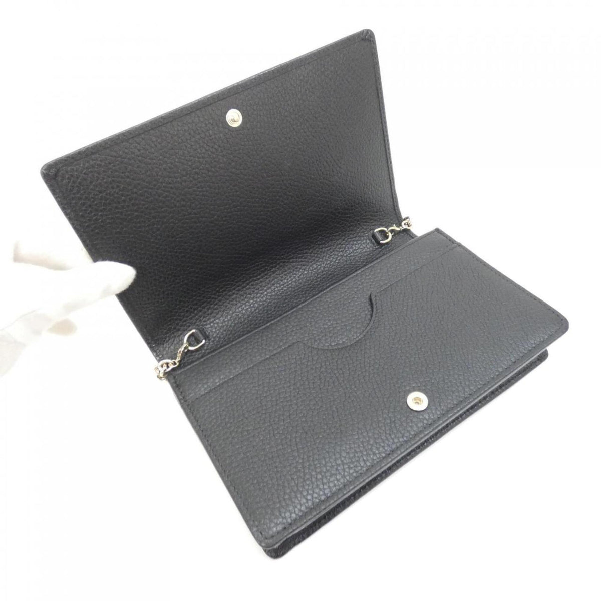 Gucci Black Leather Chain/Shoulder Wallet (Pre-Owned)