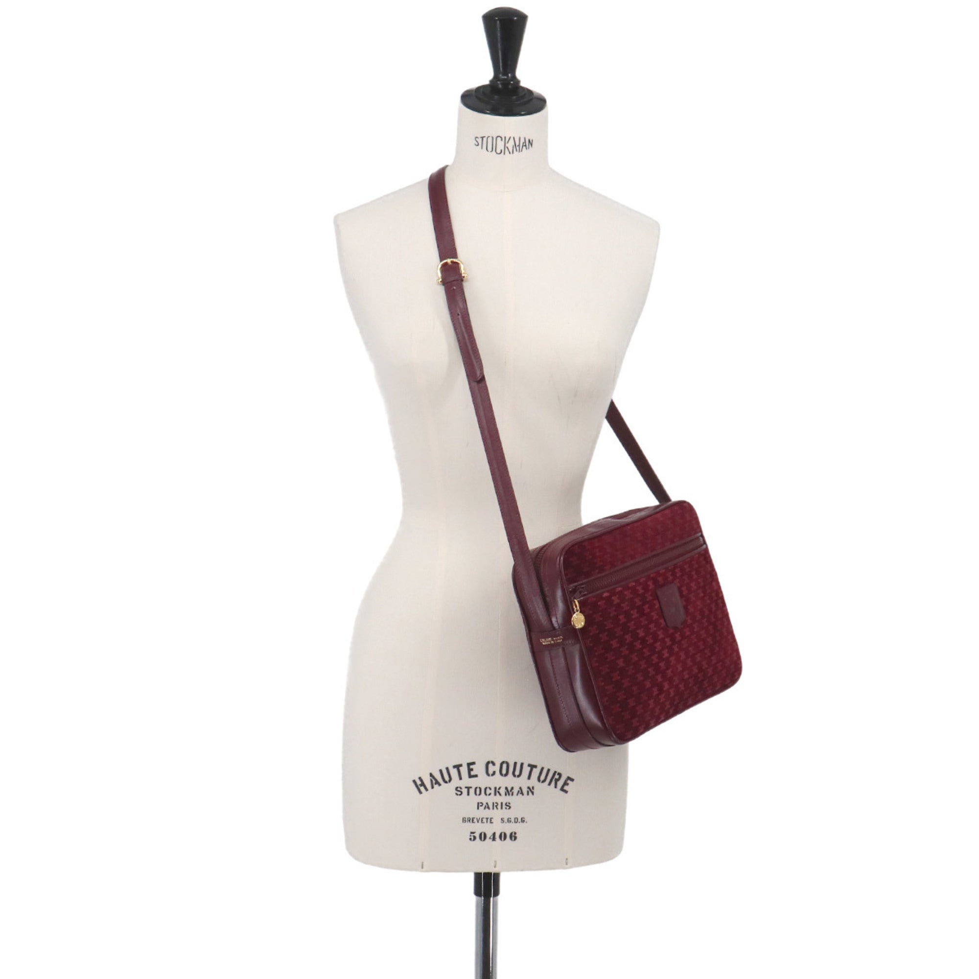 Celine Bordeaux Suede Leather Shoulder Bag (Pre-Owned)