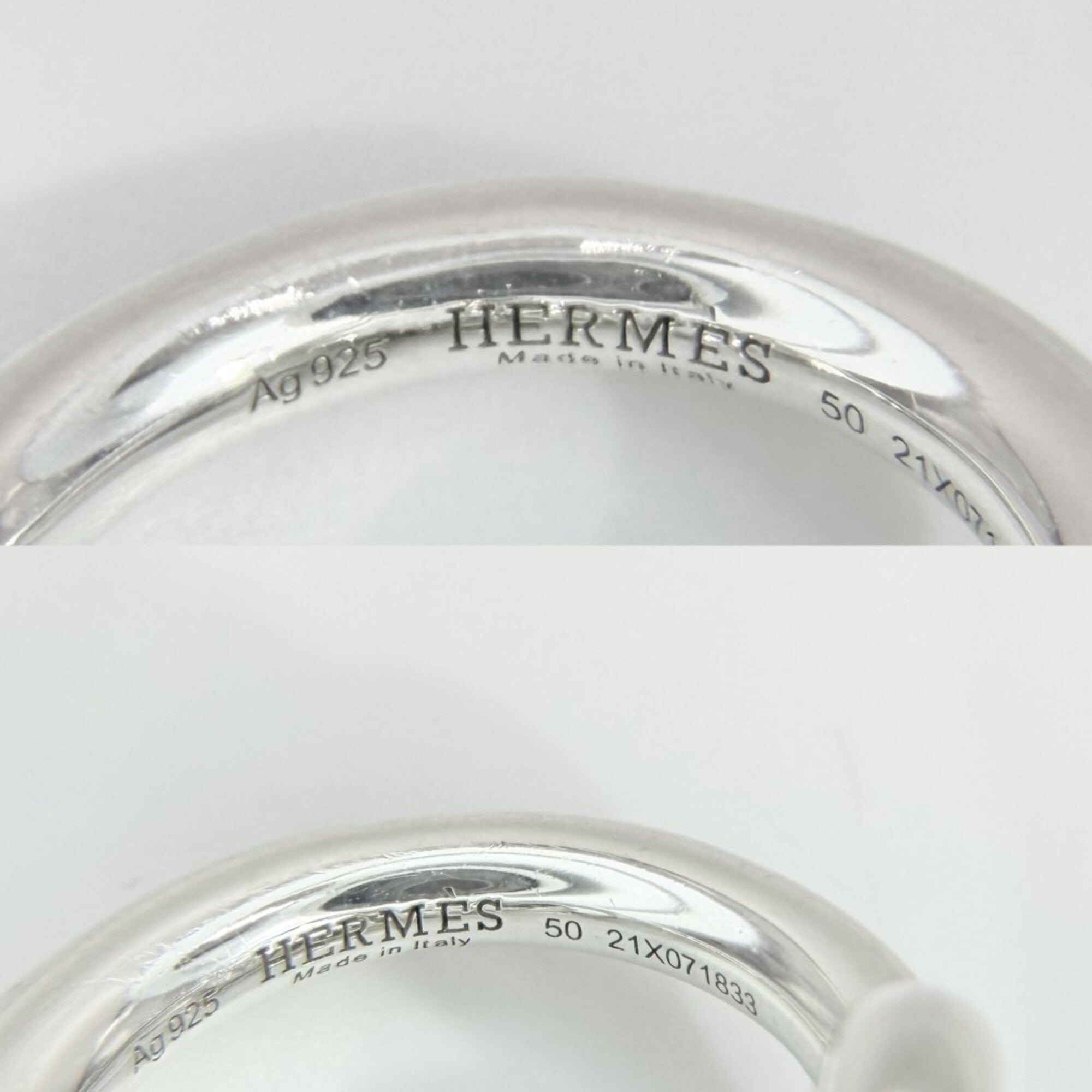 Hermes Silver 925 Band Ring (Pre-Owned)