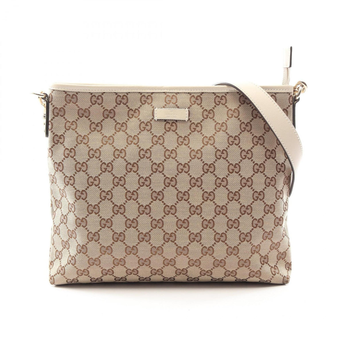 Gucci Beige Ivory Canvas Leather Handbag Shoulder Bag (Pre-Owned)