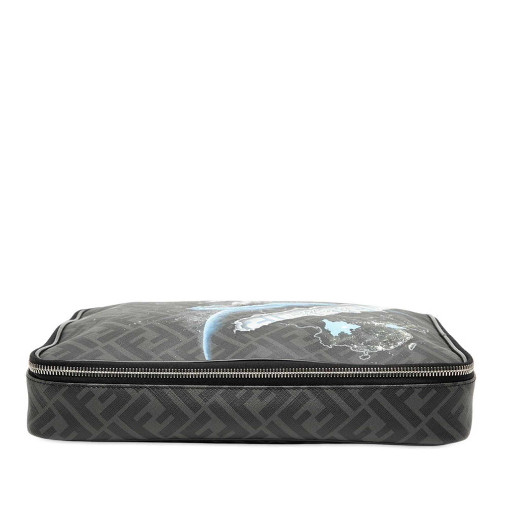Fendi Gray Multi-Color Pvc Leather Clutch Bag (Pre-Owned)