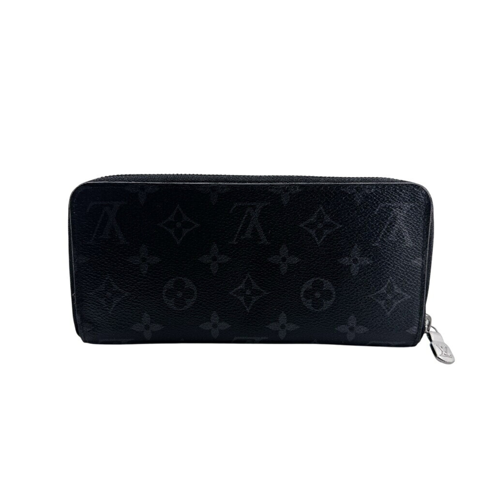 Louis Vuitton Monogram Eclipse Black Gray Monogram Eclipse Leather Long Wallet (Bi-Fold) (Pre-Owned)