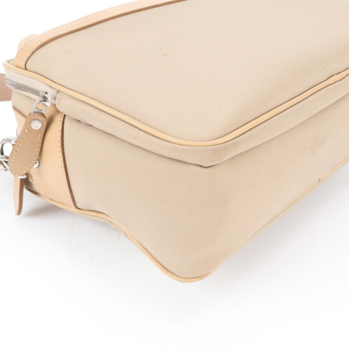 Balenciaga Beige Leather Canvas Messenger Bag Shoulder Bag (Pre-Owned)