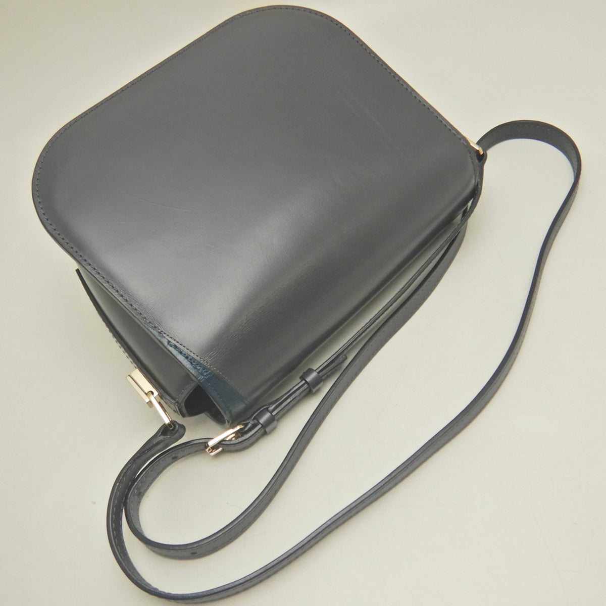 Valextra Gray Navy Leather Shoulder Bag (Pre-Owned)