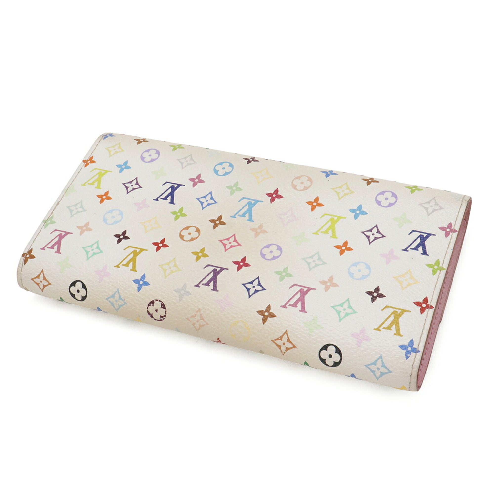 Louis Vuitton Blanc Litchi Monogram Canvas Long Wallet (Bi-Fold) (Pre-Owned)