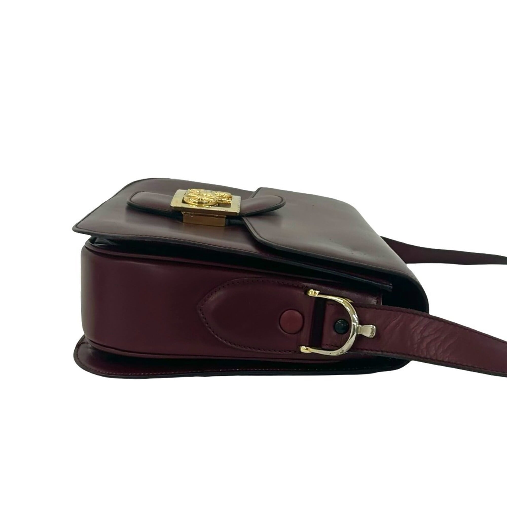 Celine Red Color Wine Leather Shoulder Bag (Pre-Owned)