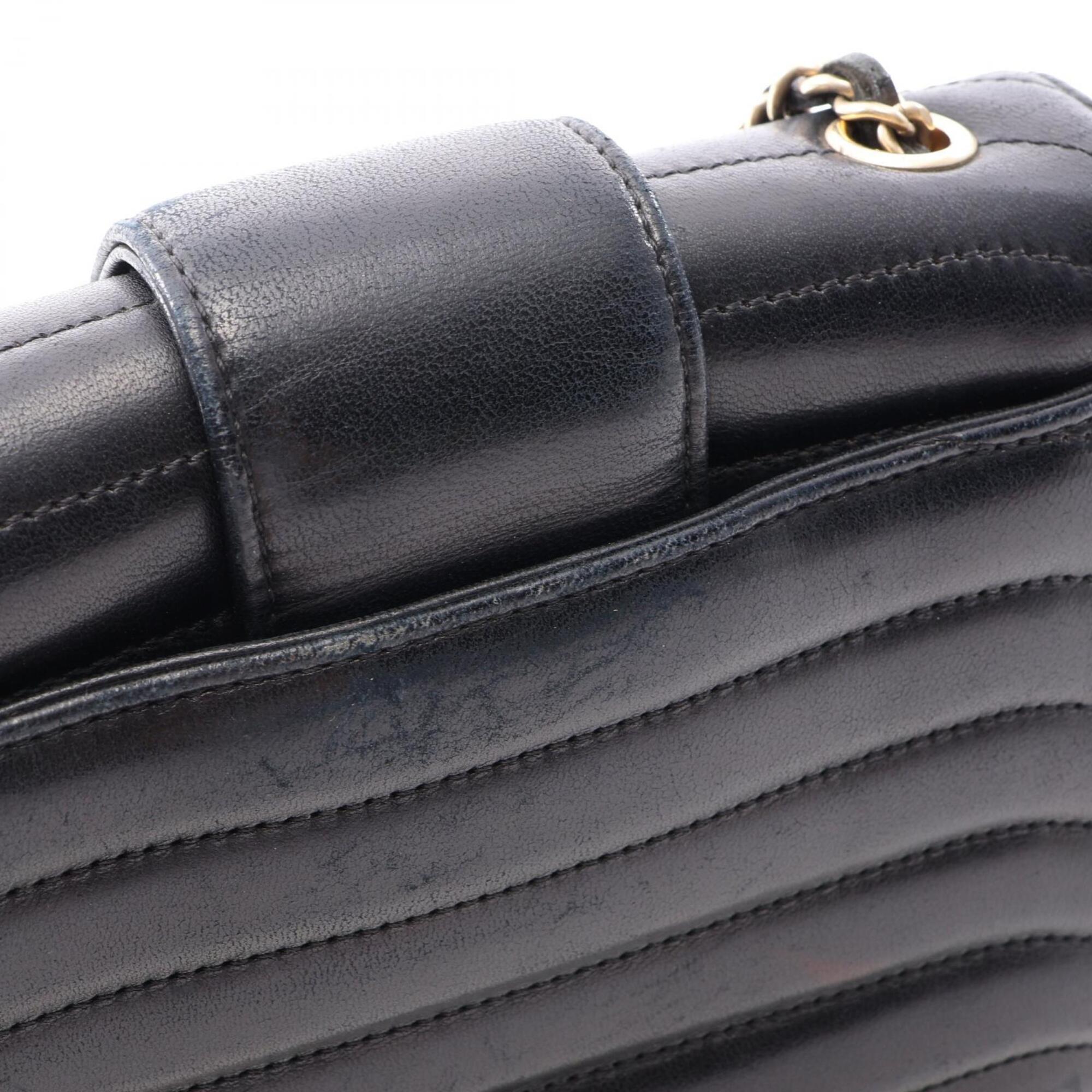 Chanel Black Leather Handbag Shoulder Bag (Pre-Owned)