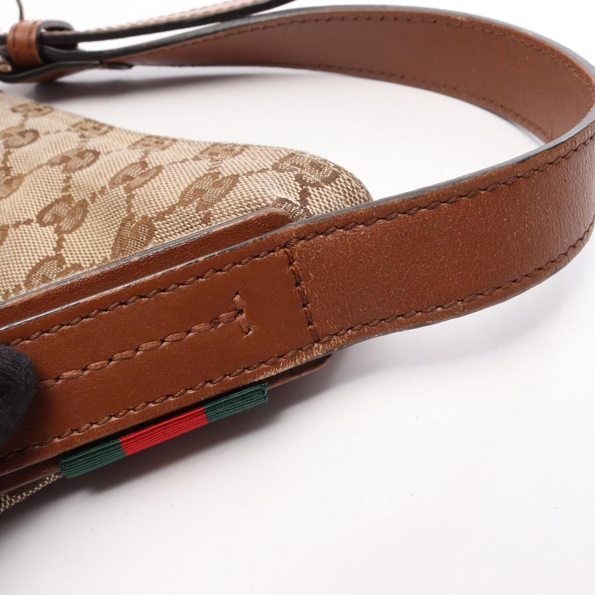 Gucci Beige Brown Gg Canvas Leather Handbag Shoulder Bag (Pre-Owned)