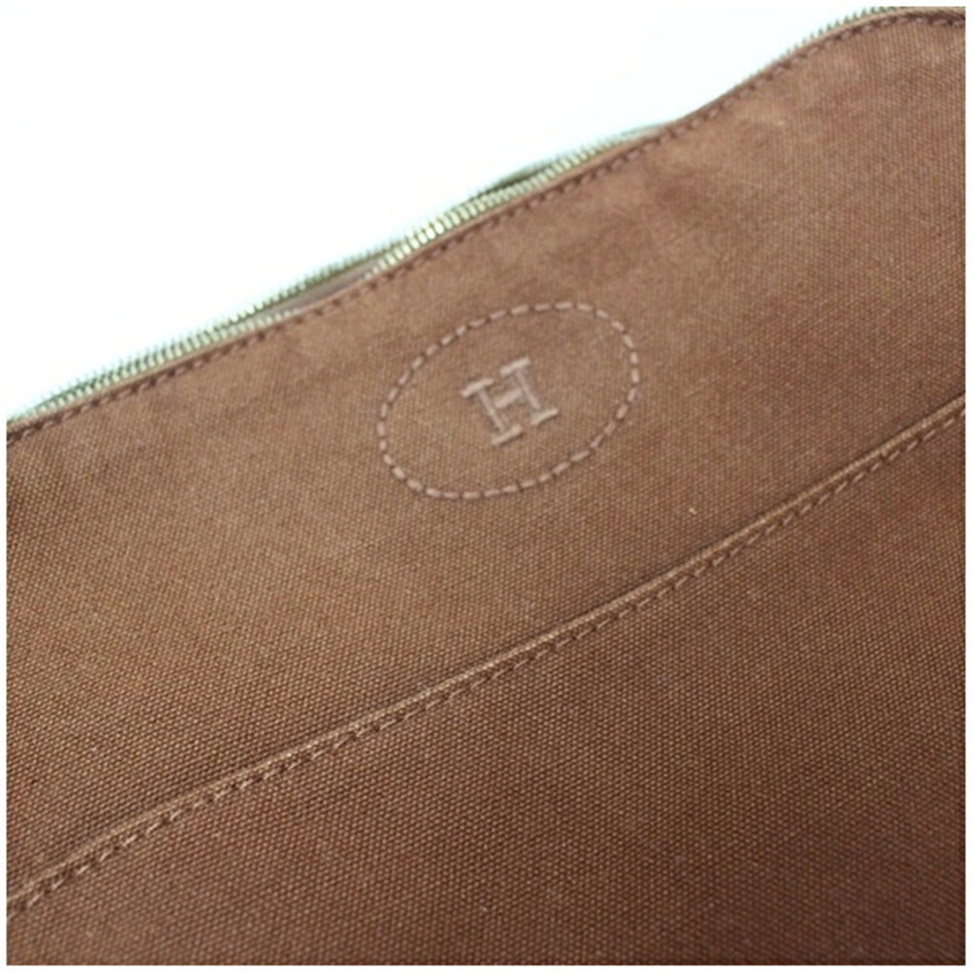 Hermes Brown Canvas Pouch (Pre-Owned)