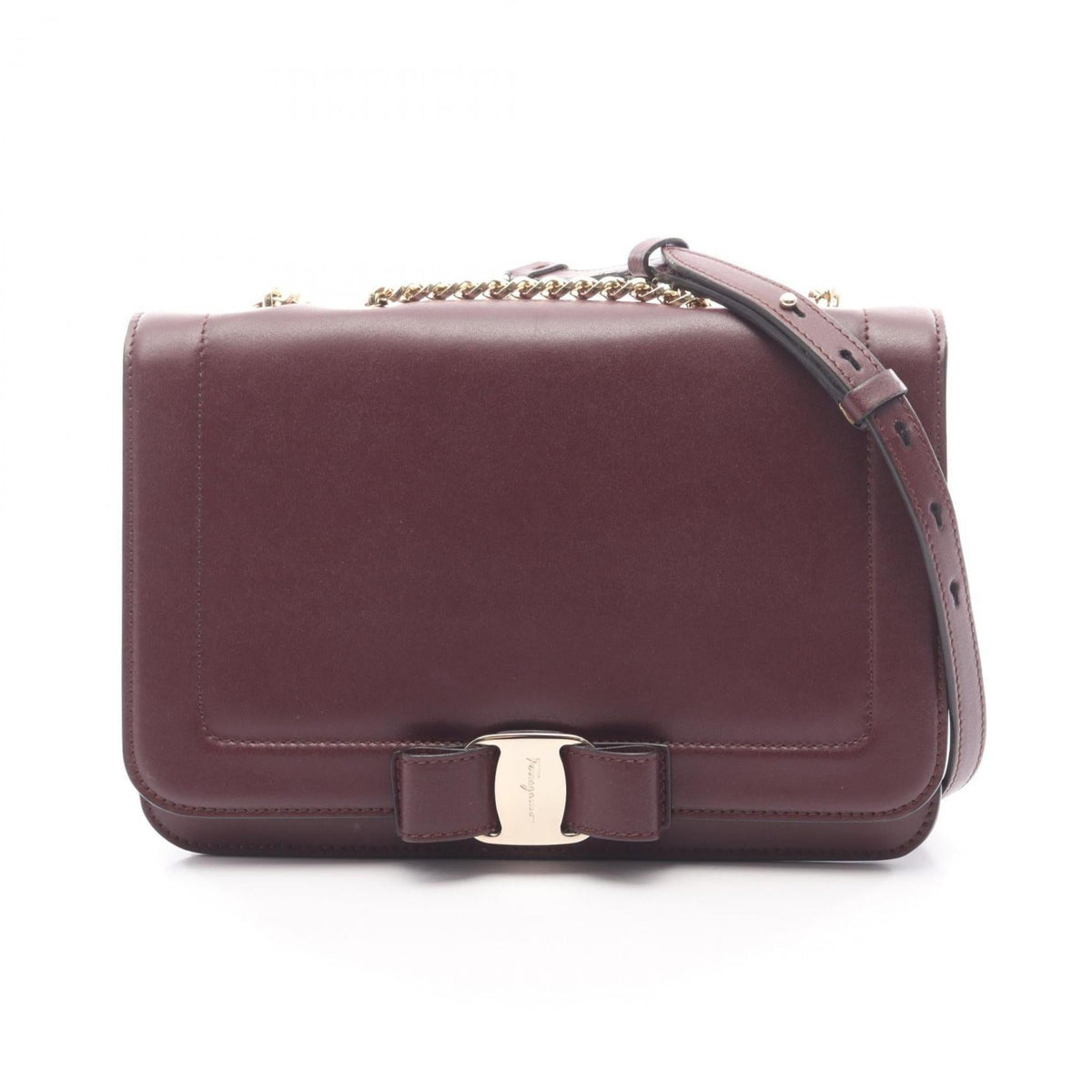 Salvatore Ferragamo Bordeaux Leather Shoulder Bag (Pre-Owned)