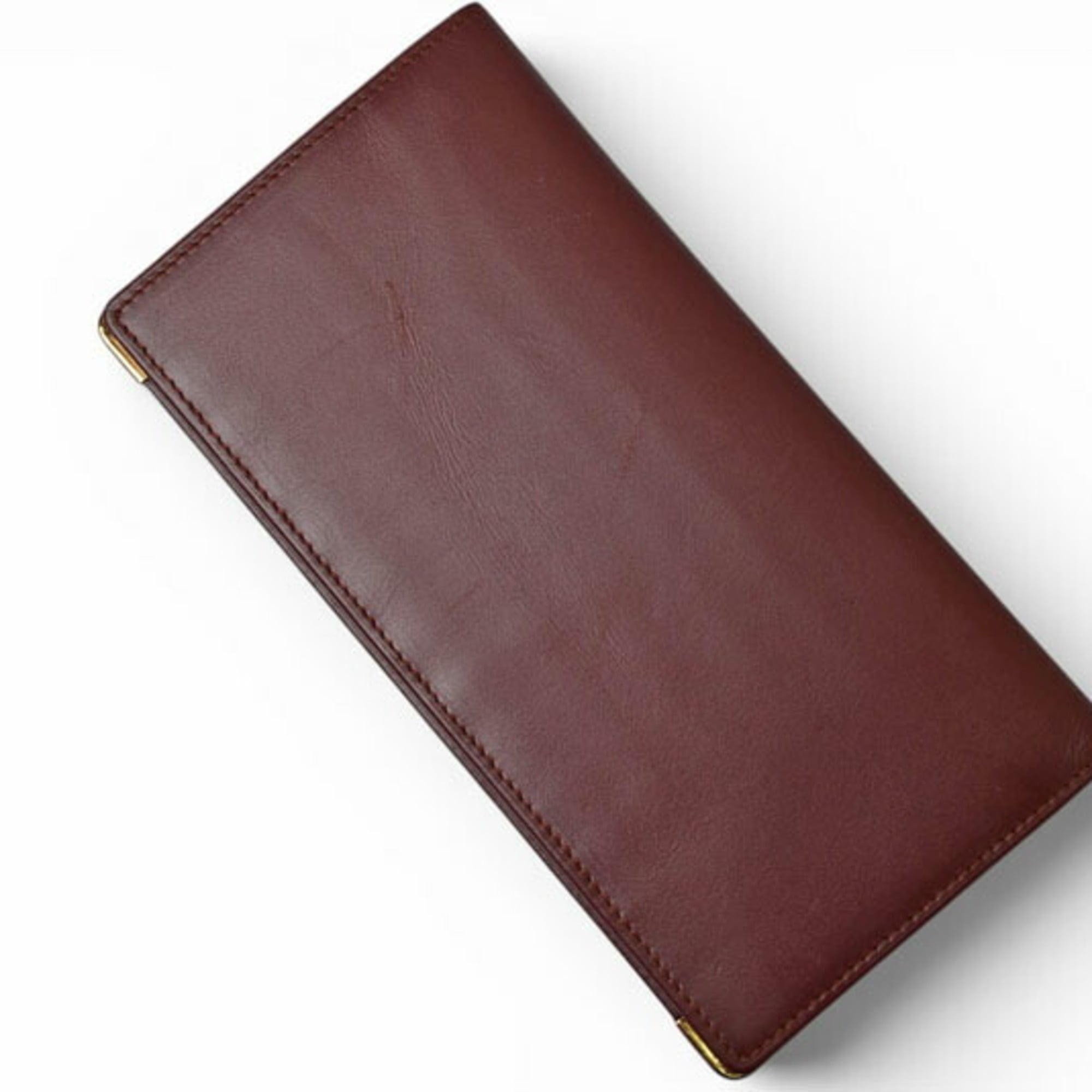 Cartier Must Bordeaux Leather Long Wallet (Bi-Fold) (Pre-Owned)