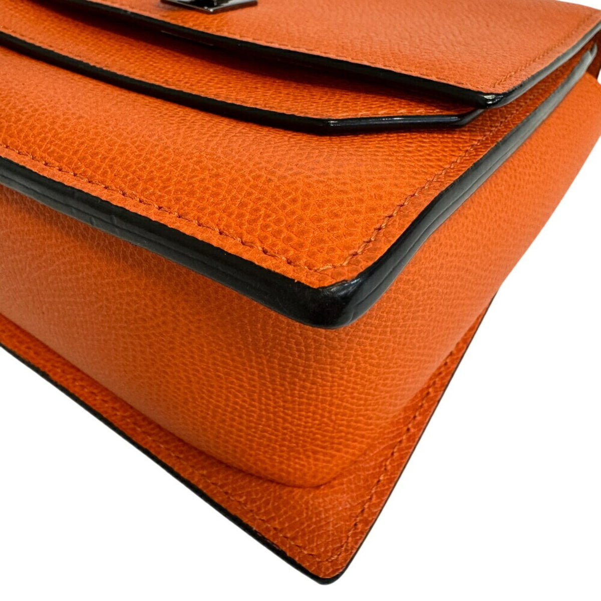 Valextra Orange Leather Shoulder Bag (Pre-Owned)