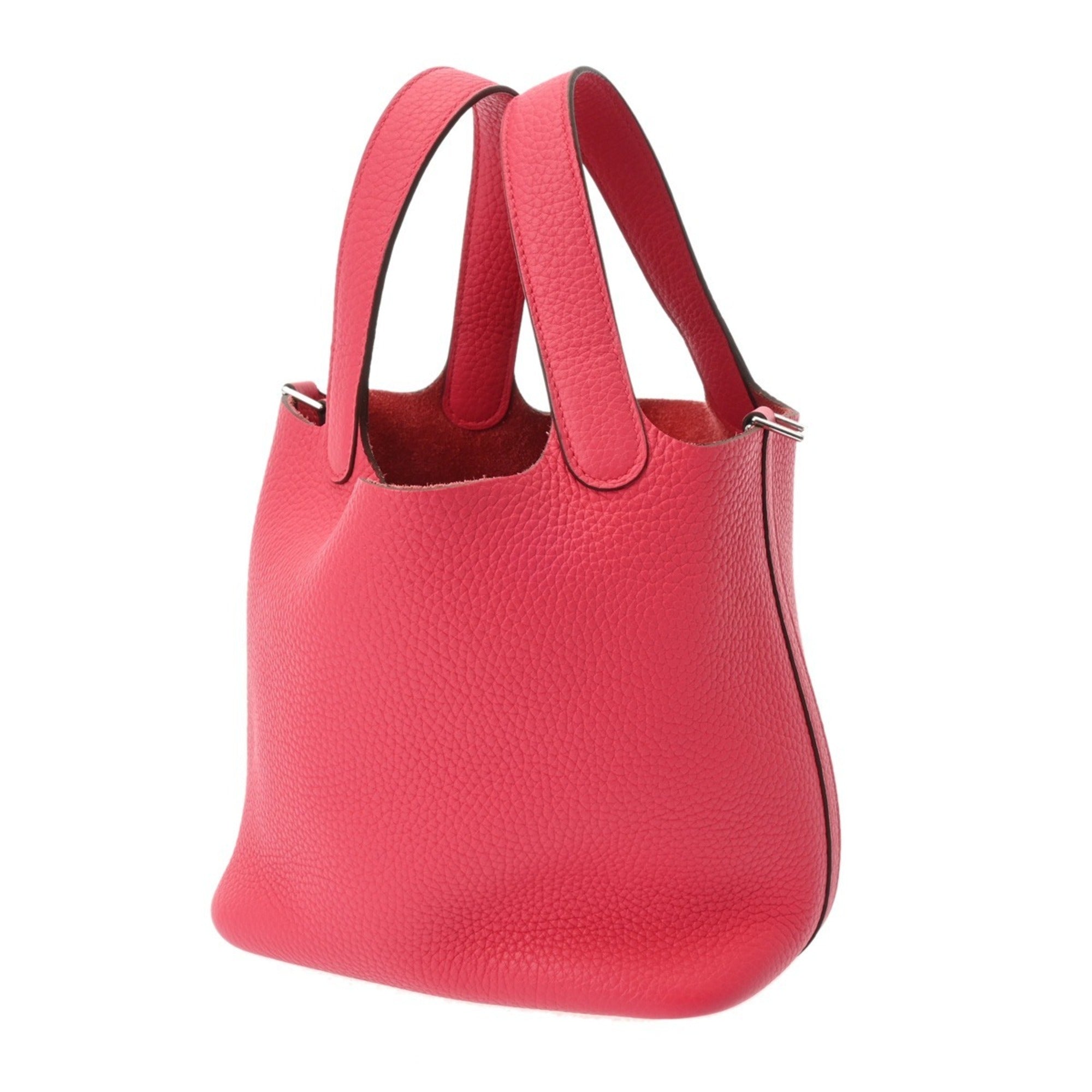 Hermes Silver Taurillon Clemence Leather Handbag (Pre-Owned)