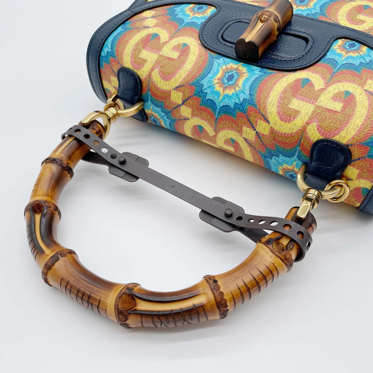 Gucci Blue Pvc Leather Handbag (Pre-Owned)