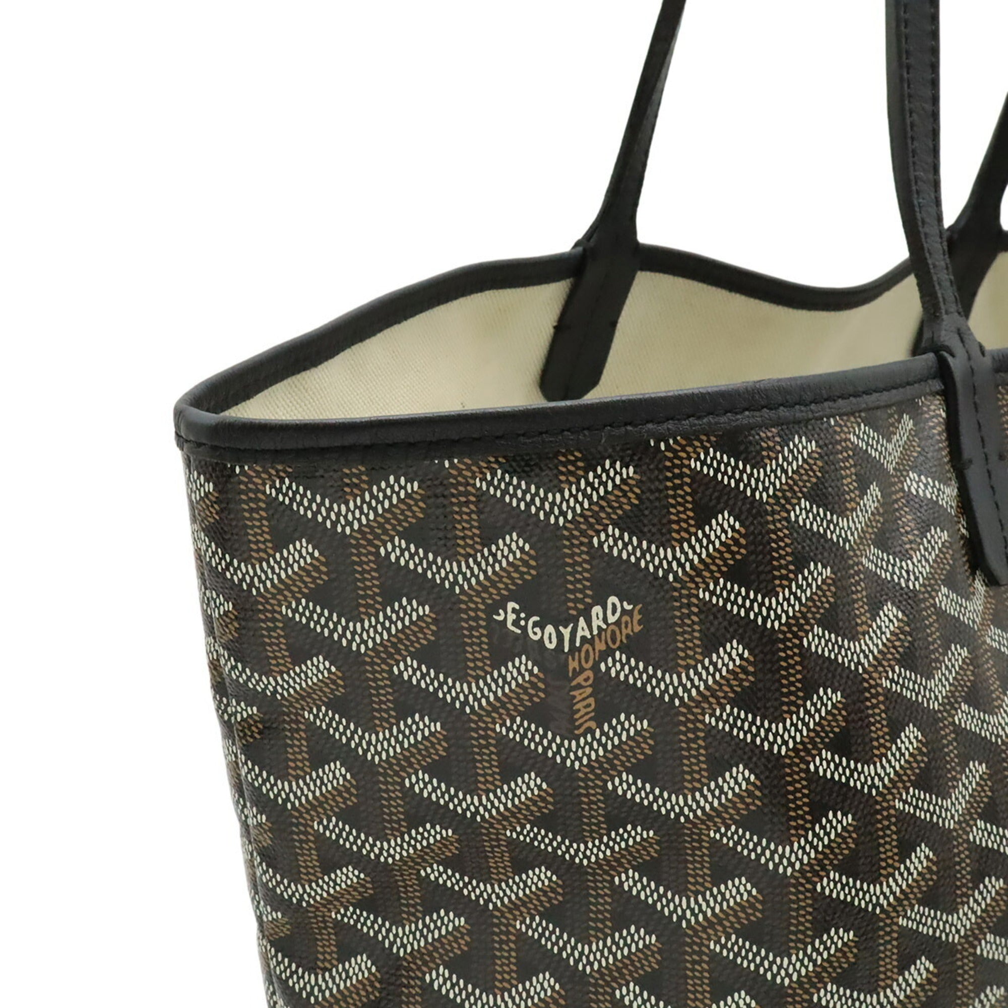 Goyard Black Brown White Coated Canvas Leather Shoulder Bag Tote Bag (Pre-Owned)
