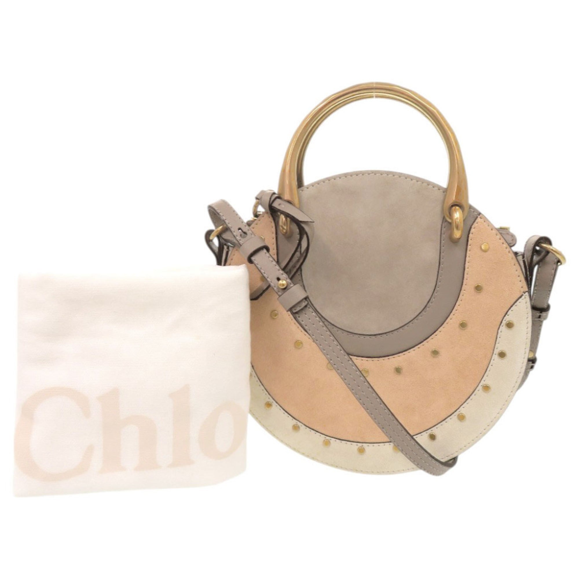 Chloé Gray Beige Suede Leather Handbag Shoulder Bag (Pre-Owned)