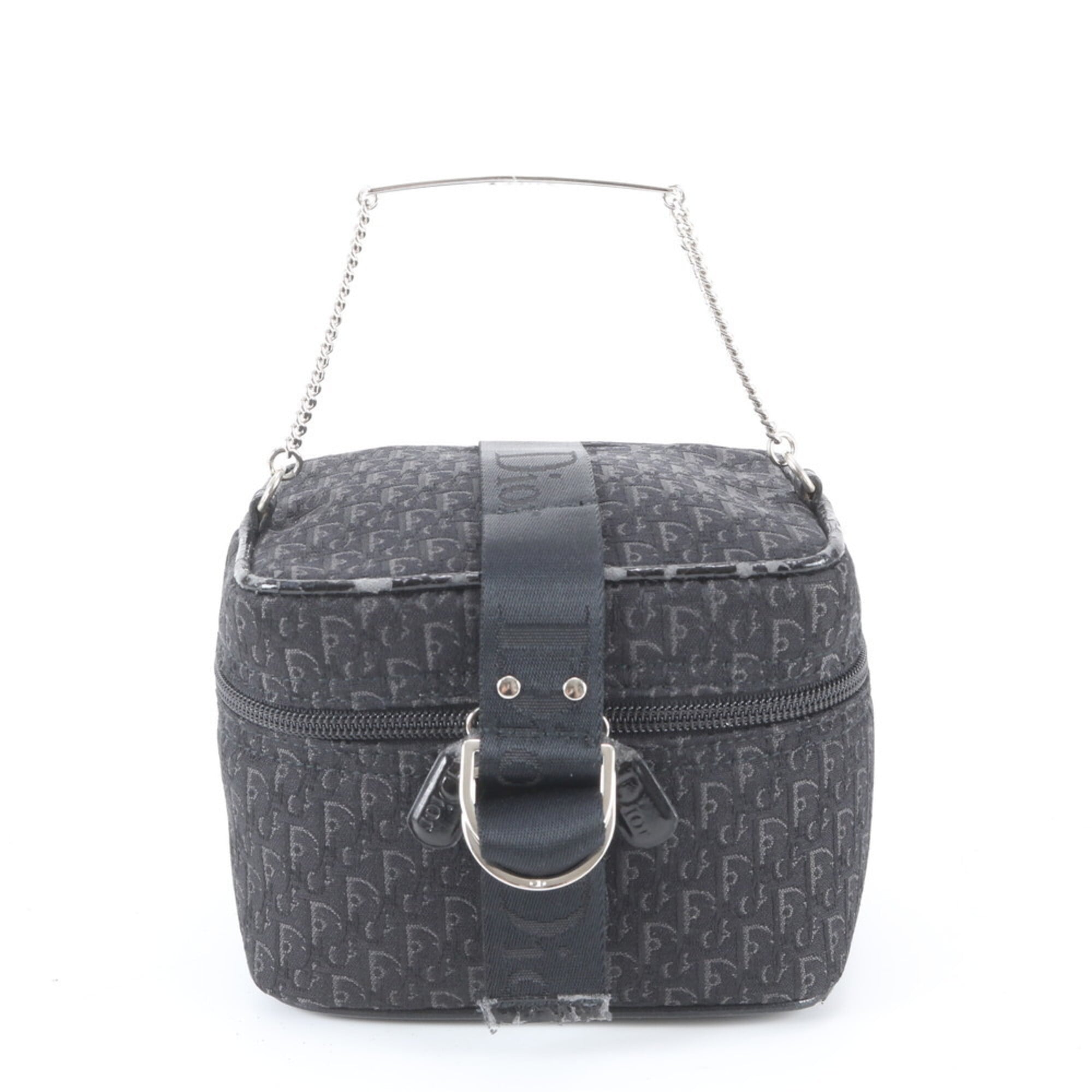 Christian Dior Black Leather Canvas Handbag Tote Bag (Pre-Owned)