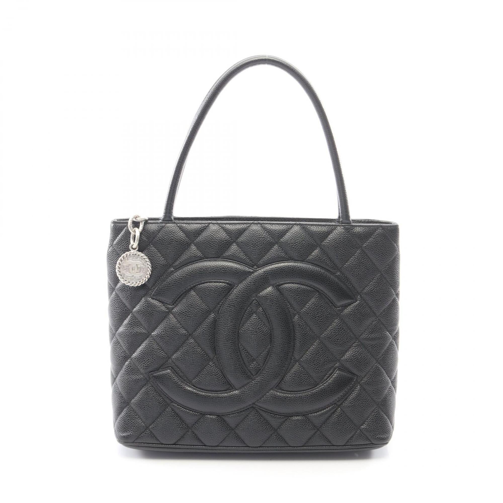 Chanel Black Grained Calfskin Handbag Tote Bag (Pre-Owned)