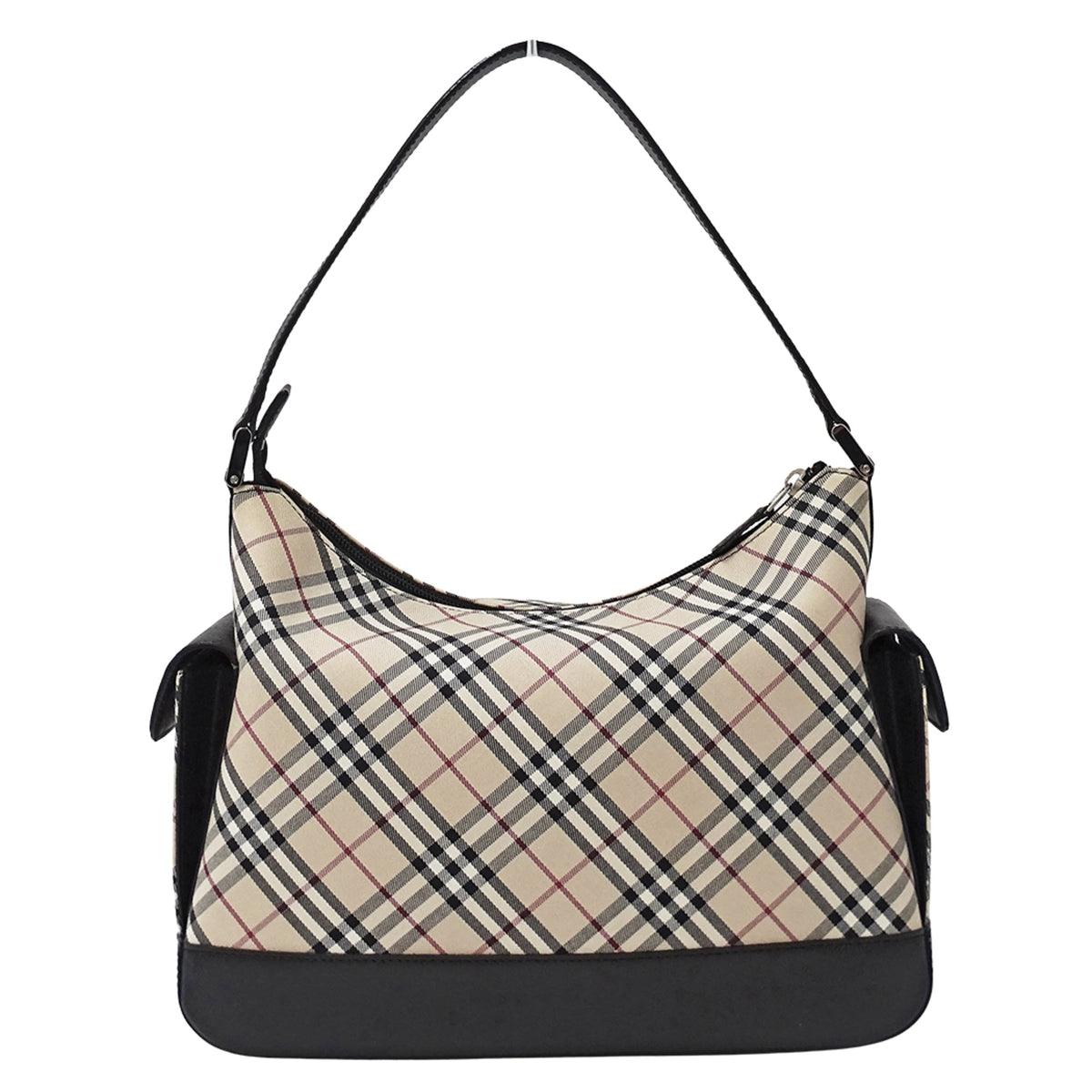 Burberry Beige Black Canvas Handbag Shoulder Bag (Pre-Owned)