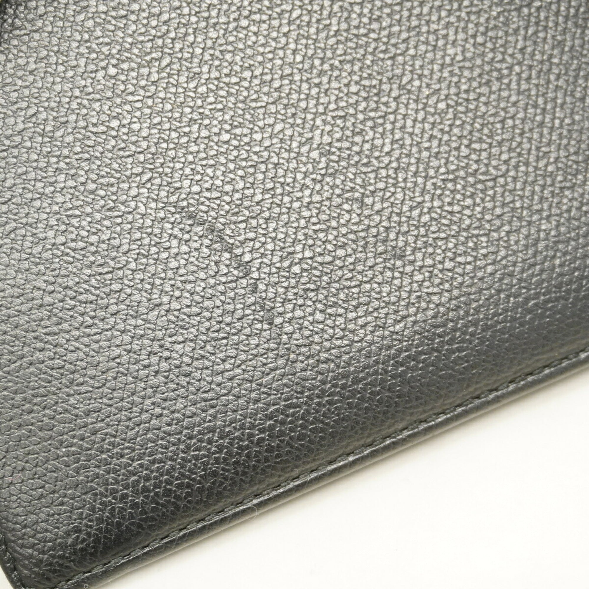 Chanel Black Grained Calfskin Long Wallet (Bi-Fold) (Pre-Owned)